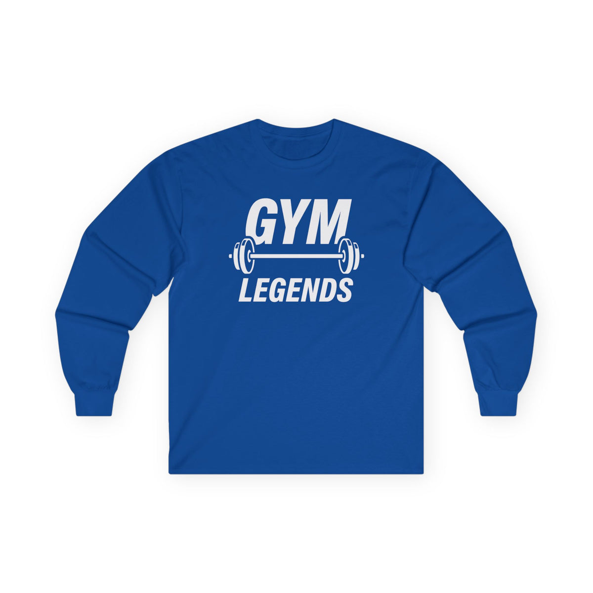 Gym Legends Long Sleeve Tee — Athletic Workout Shirt with Barbell Graphic