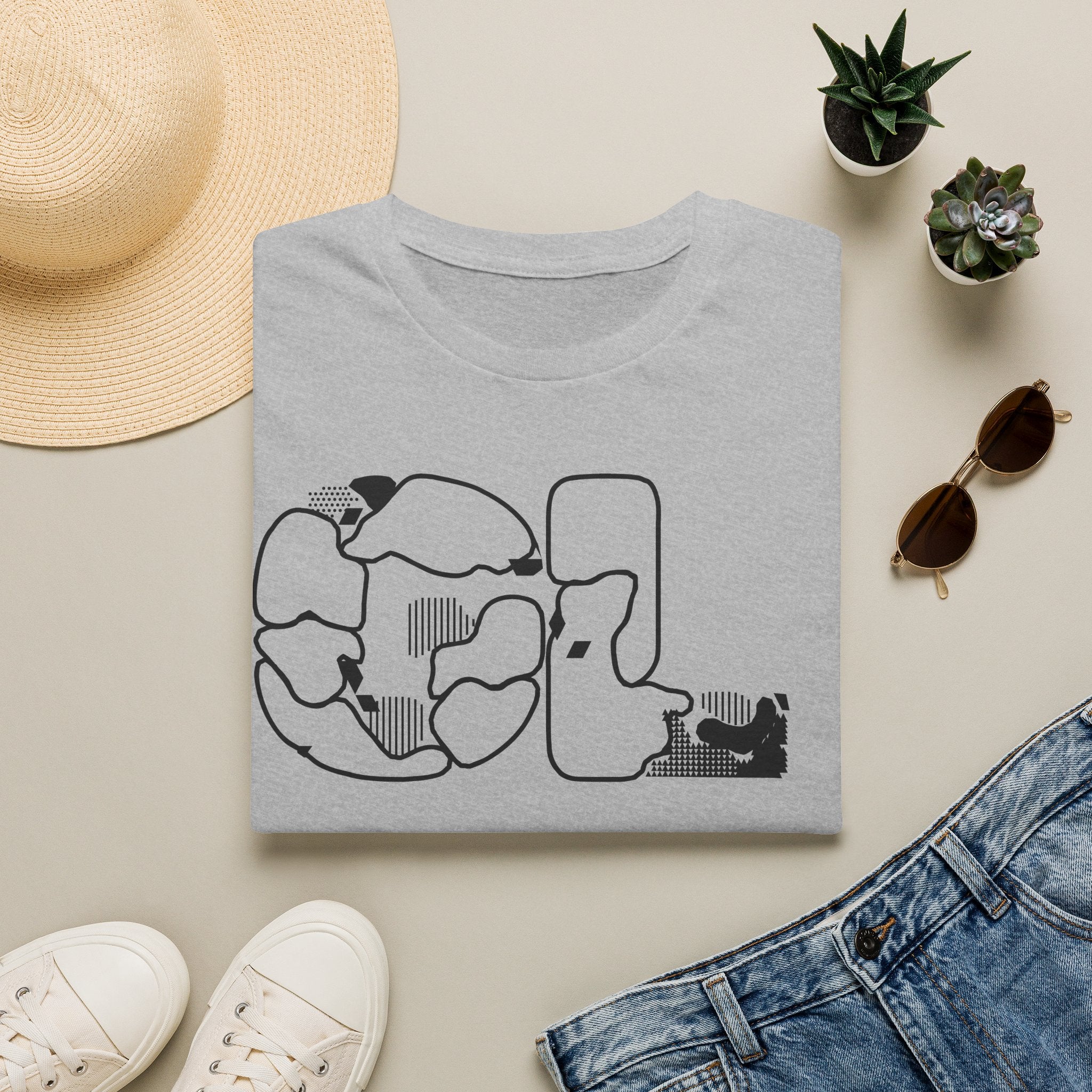 Cat Silhouette Graphic T-Shirt — Playful Kitty Outline Tee