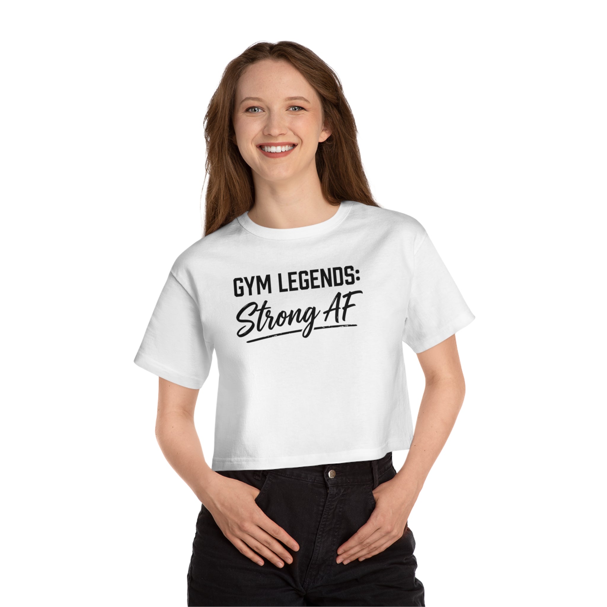 Gym Legends Cropped T-Shirt — "Strong AF" Women's Fitness Tee