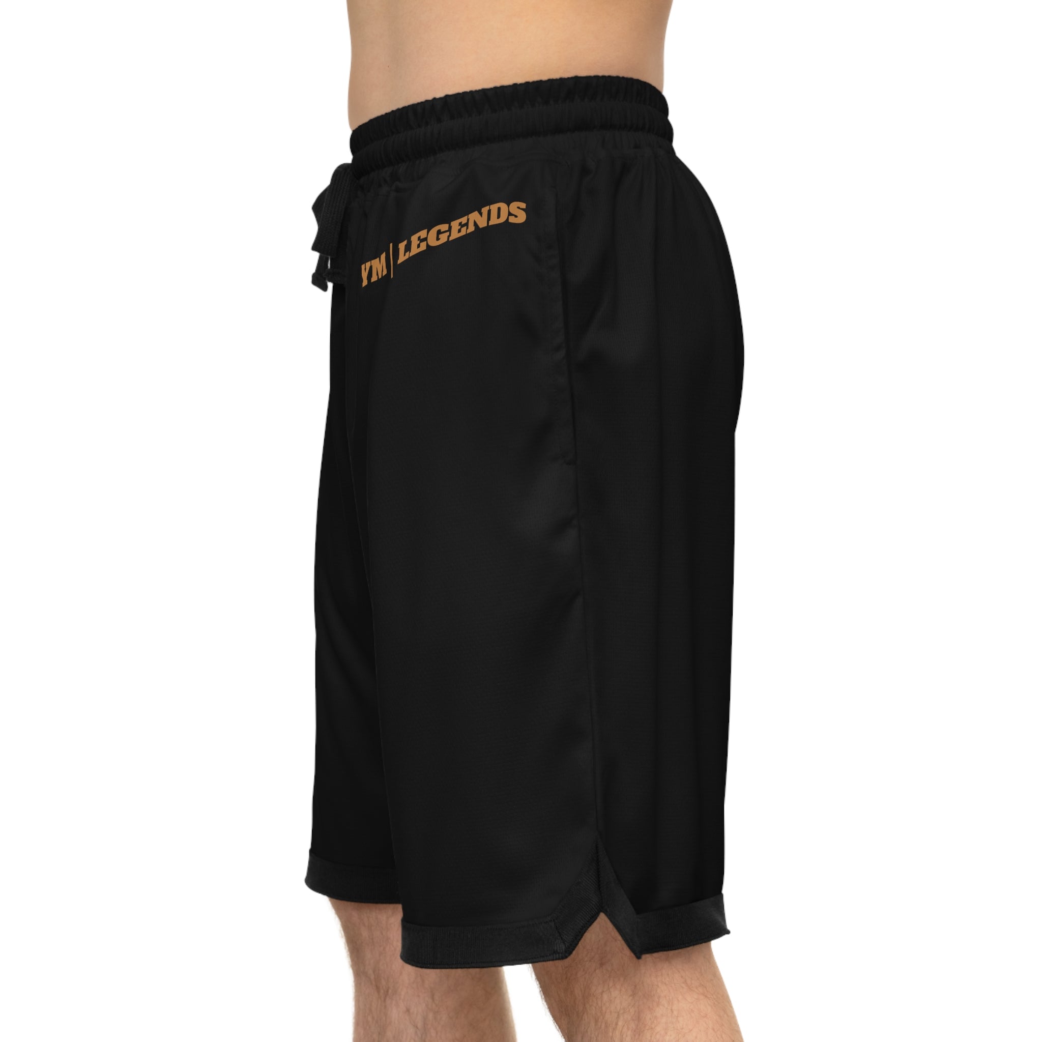 Gym Legends Basketball Shorts — Black/Gold  Ribbed Athletic Shorts