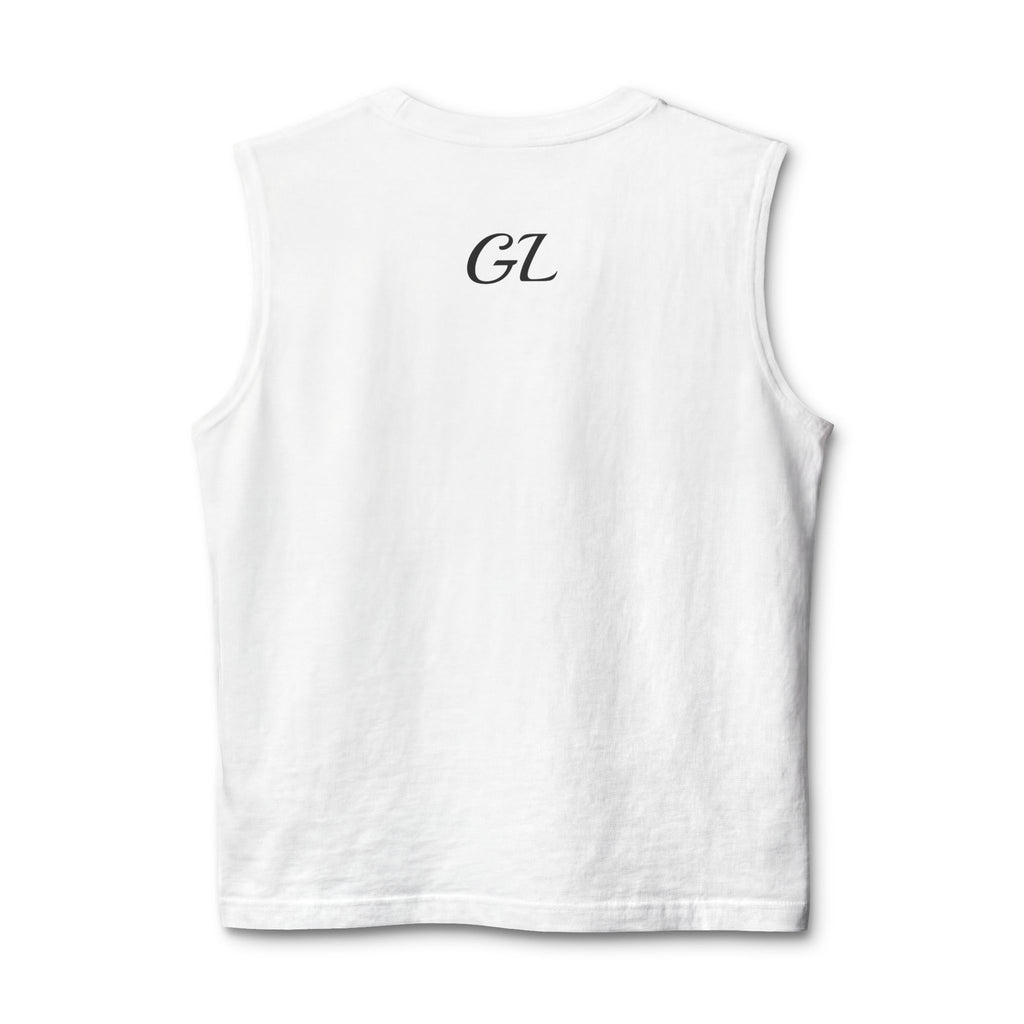 Gym Legends Muscle Tank — Minimal Athletic Sleeveless Shirt ("Gym Legends" Front, GL Back)