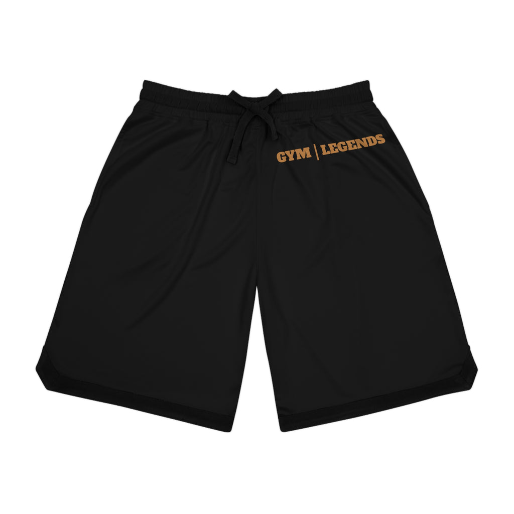 Gym Legends Basketball Shorts — Black/Gold  Ribbed Athletic Shorts