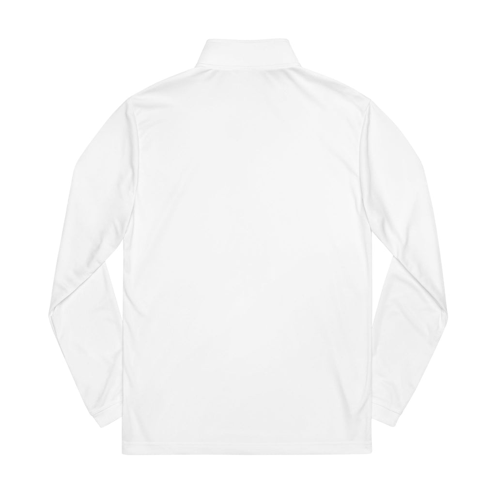 Embroidered Quarter‑Zip Pullover — White adidas® Performance Top