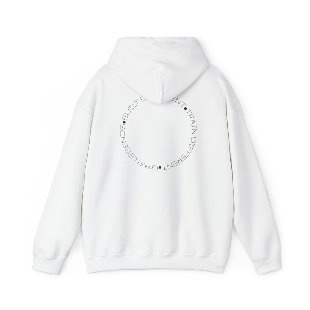 Gym Legends Hoodie — Minimal White 'Good Vibes' Circle Back Print