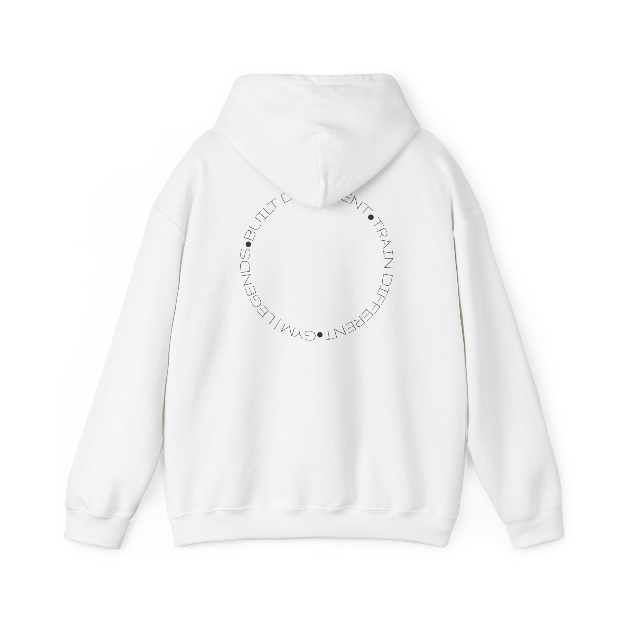 Gym Legends Hoodie — Minimal White 'Good Vibes' Circle Back Print
