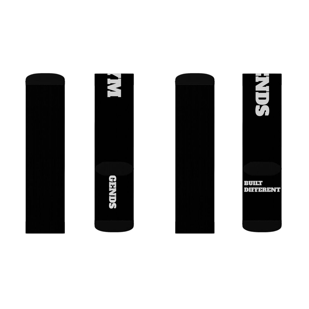 Gym Legends Sublimation Socks Black mind body soul — 'GYM' & 'LEGENDS' Athletic Crew Socks