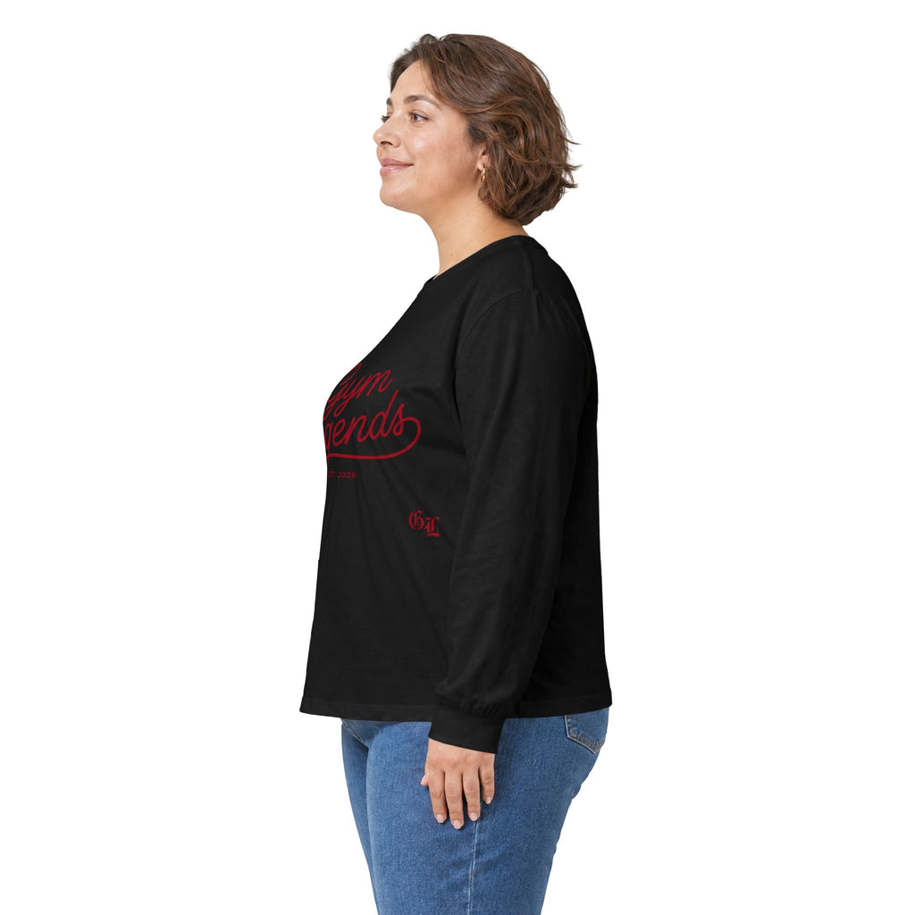 Gym Legends Long Sleeve Tee — Retro Script Fitness Shirt