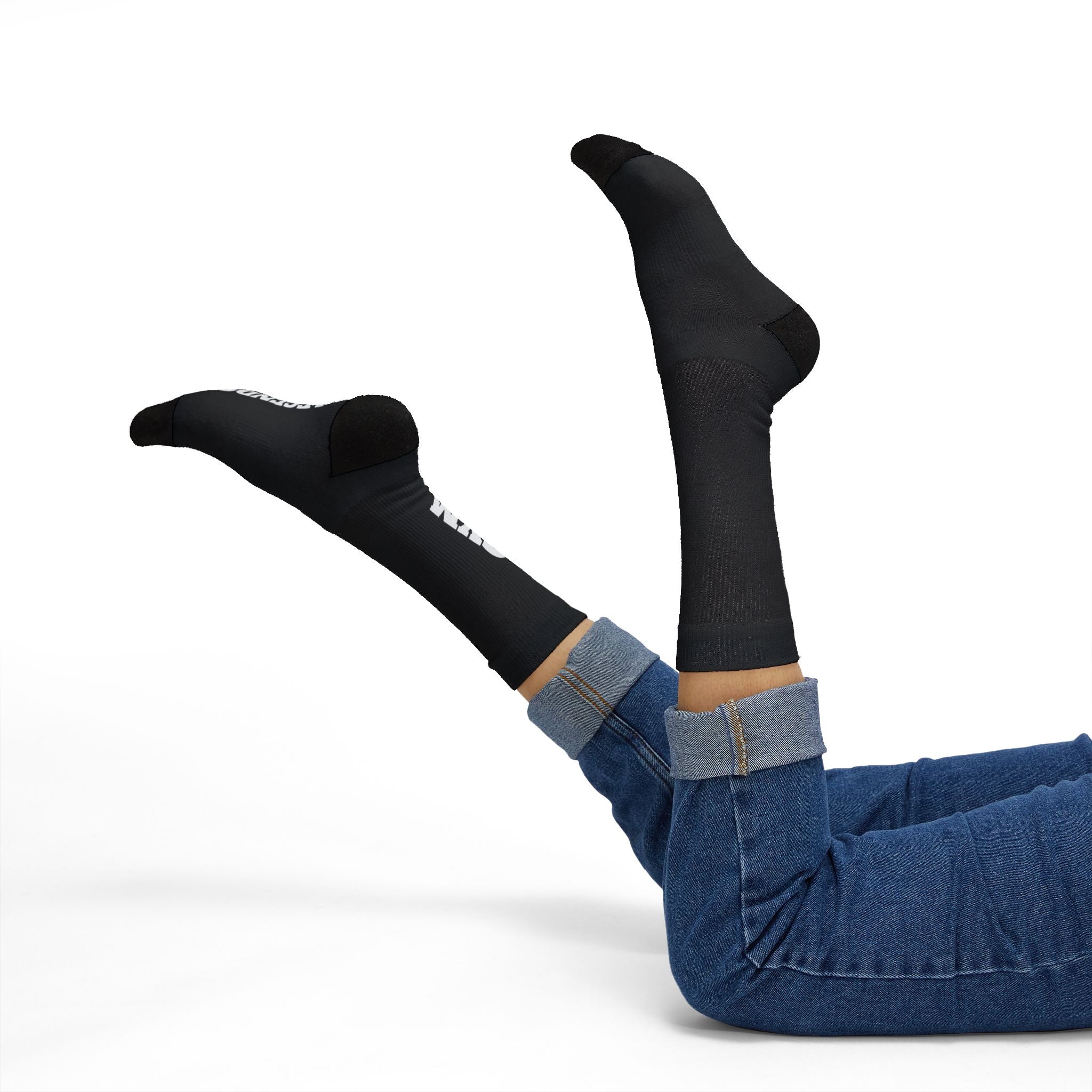Gym Legends Sublimation Socks Black mind body soul — 'GYM' & 'LEGENDS' Athletic Crew Socks
