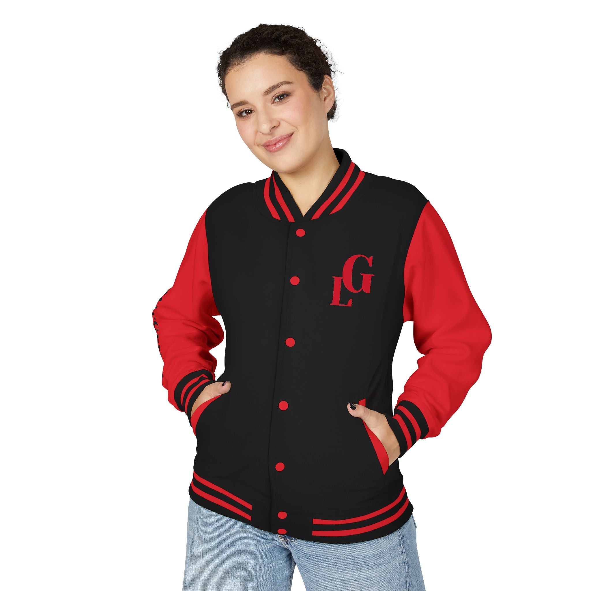 Letterman Jacket — Red & White "LG" Varsity Jacket with 'GVM LEGENDS' Sleeve