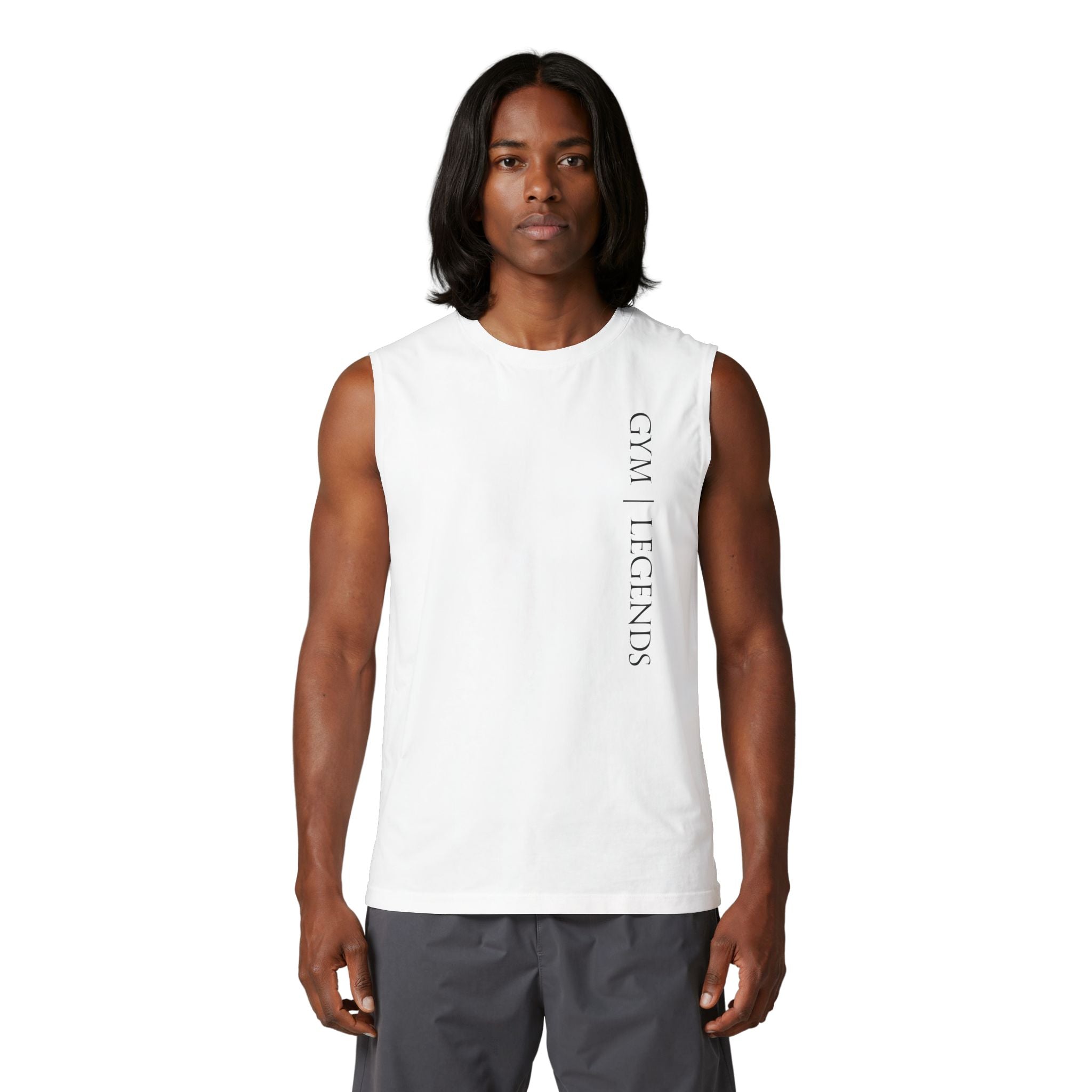 Gym Legends Muscle Tank — Vertical Chest Print Fitness Tank Top