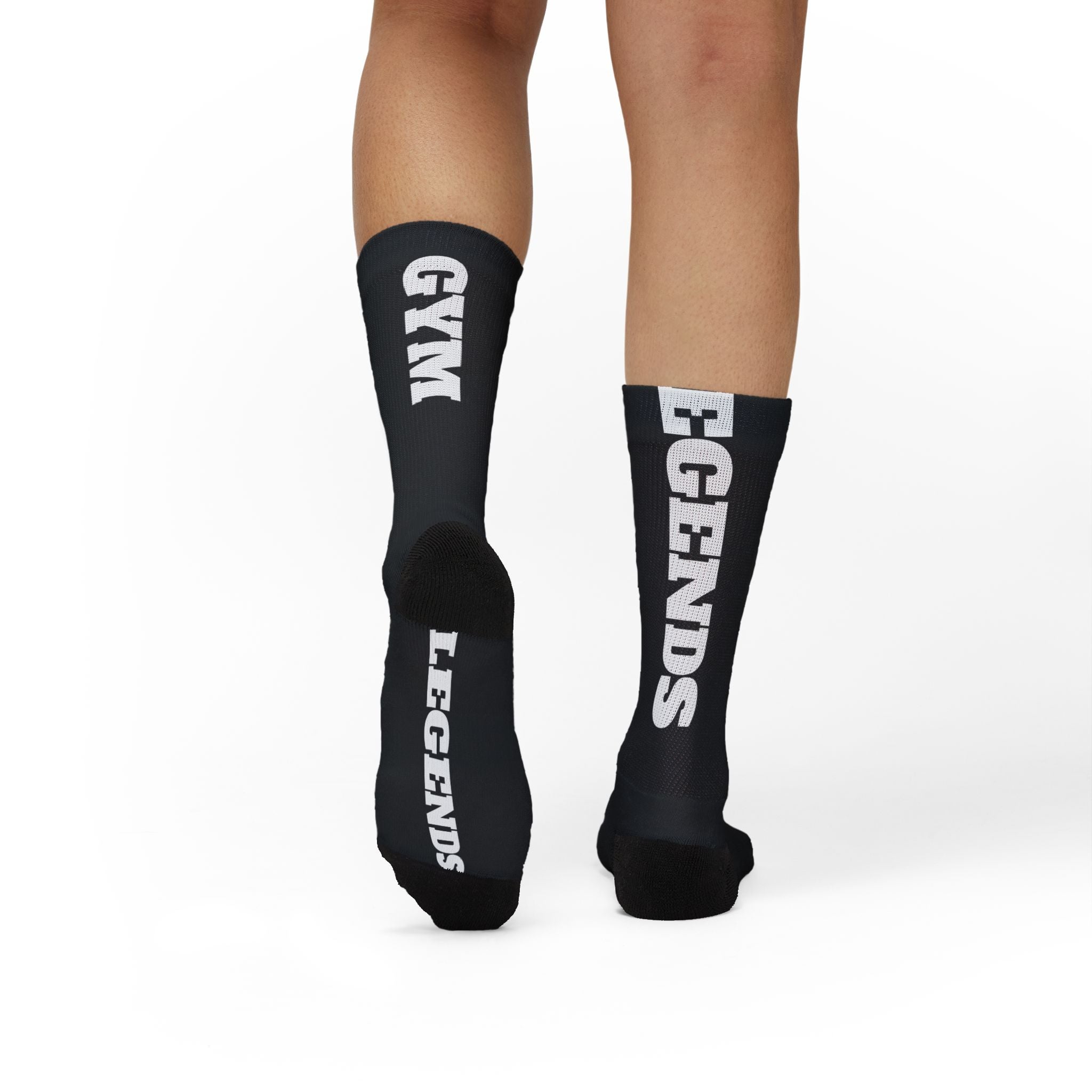 Gym Legends Sublimation Socks Black mind body soul — 'GYM' & 'LEGENDS' Athletic Crew Socks