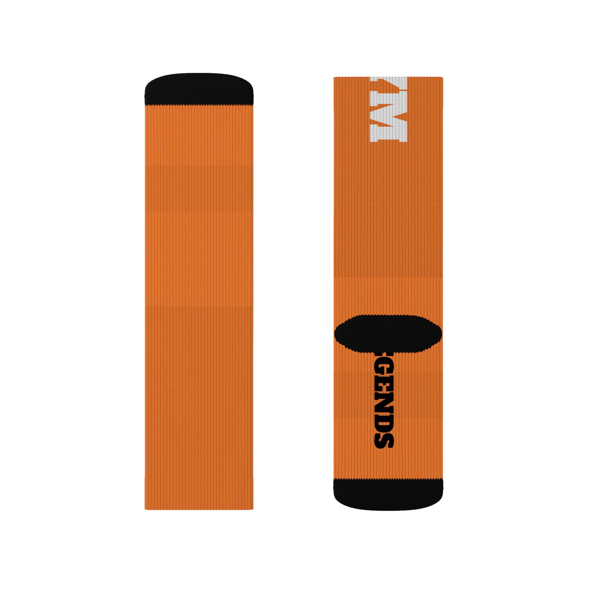 Gym Legends Sublimation Socks orange Tygy— 'GYM' & 'LEGENDS' Athletic Crew Socks