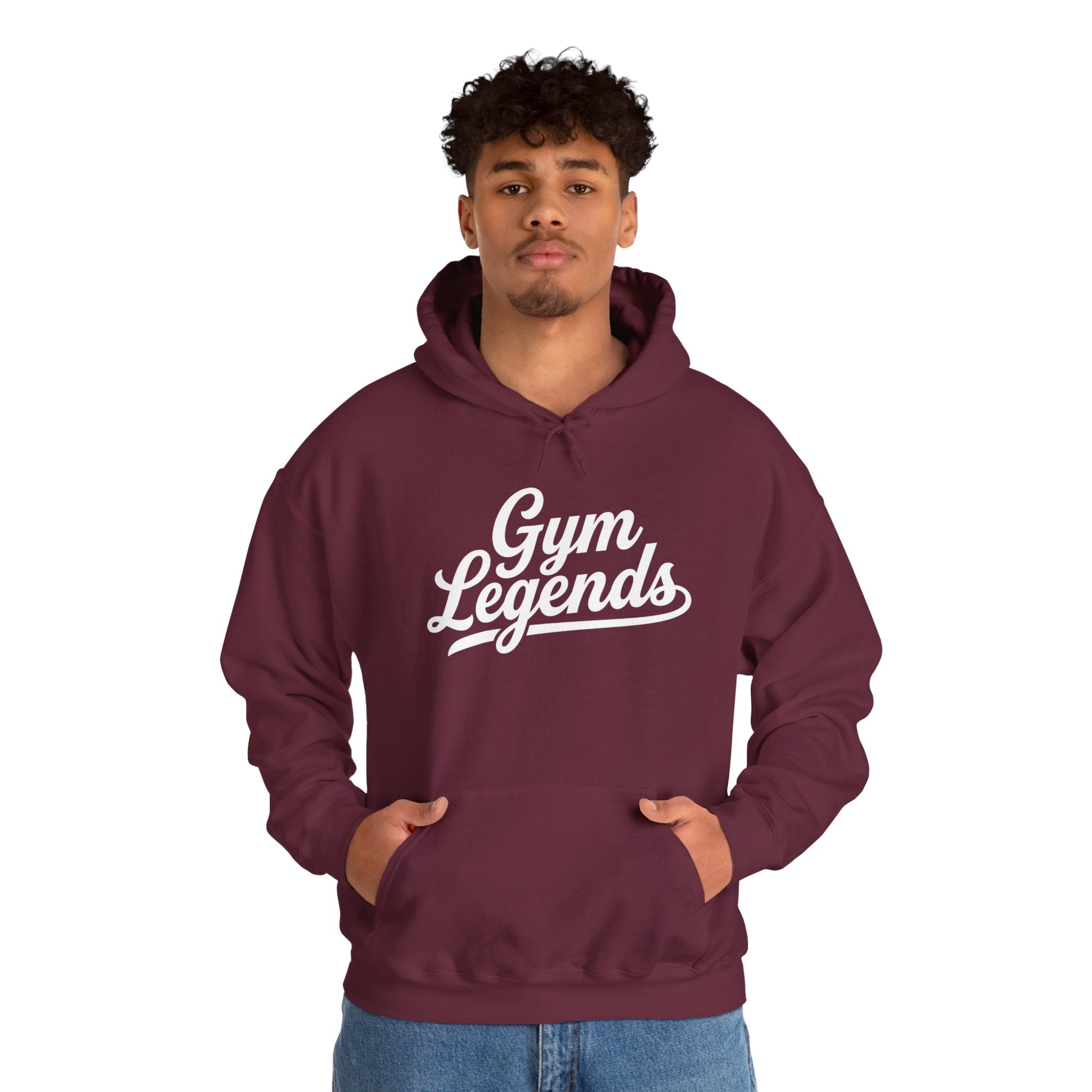 Gym Legends Hoodie — Retro Script Fitness Sweatshirt