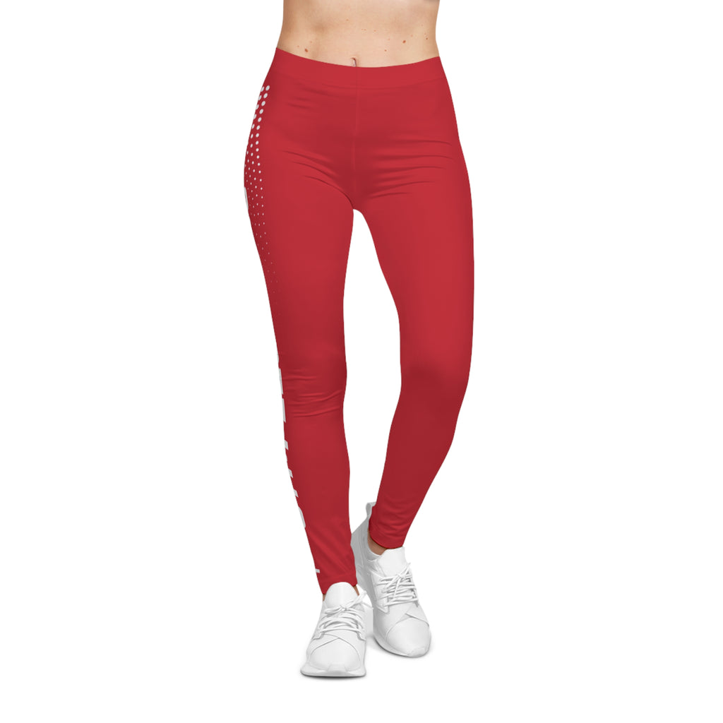 Gym Legends Women's Red Athletic Leggings — Bold Side Logo AOP
