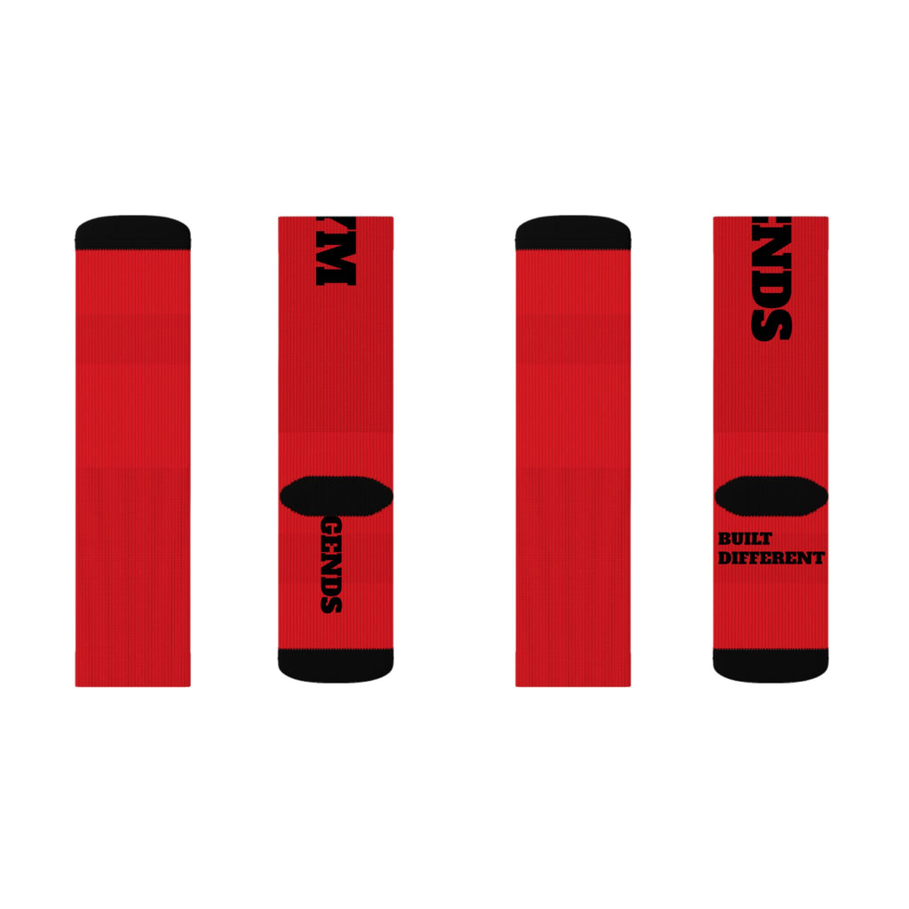 Gym Legends Sublimation Socks red elite — 'GYM' & 'LEGENDS' Athletic Crew Socks