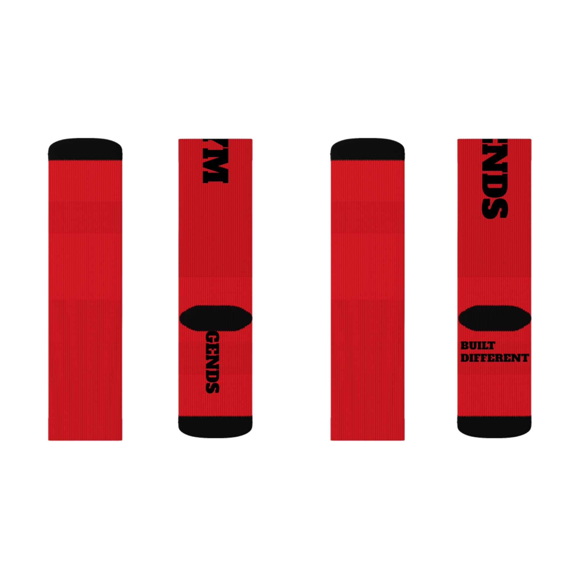 Gym Legends Sublimation Socks red elite — 'GYM' & 'LEGENDS' Athletic Crew Socks