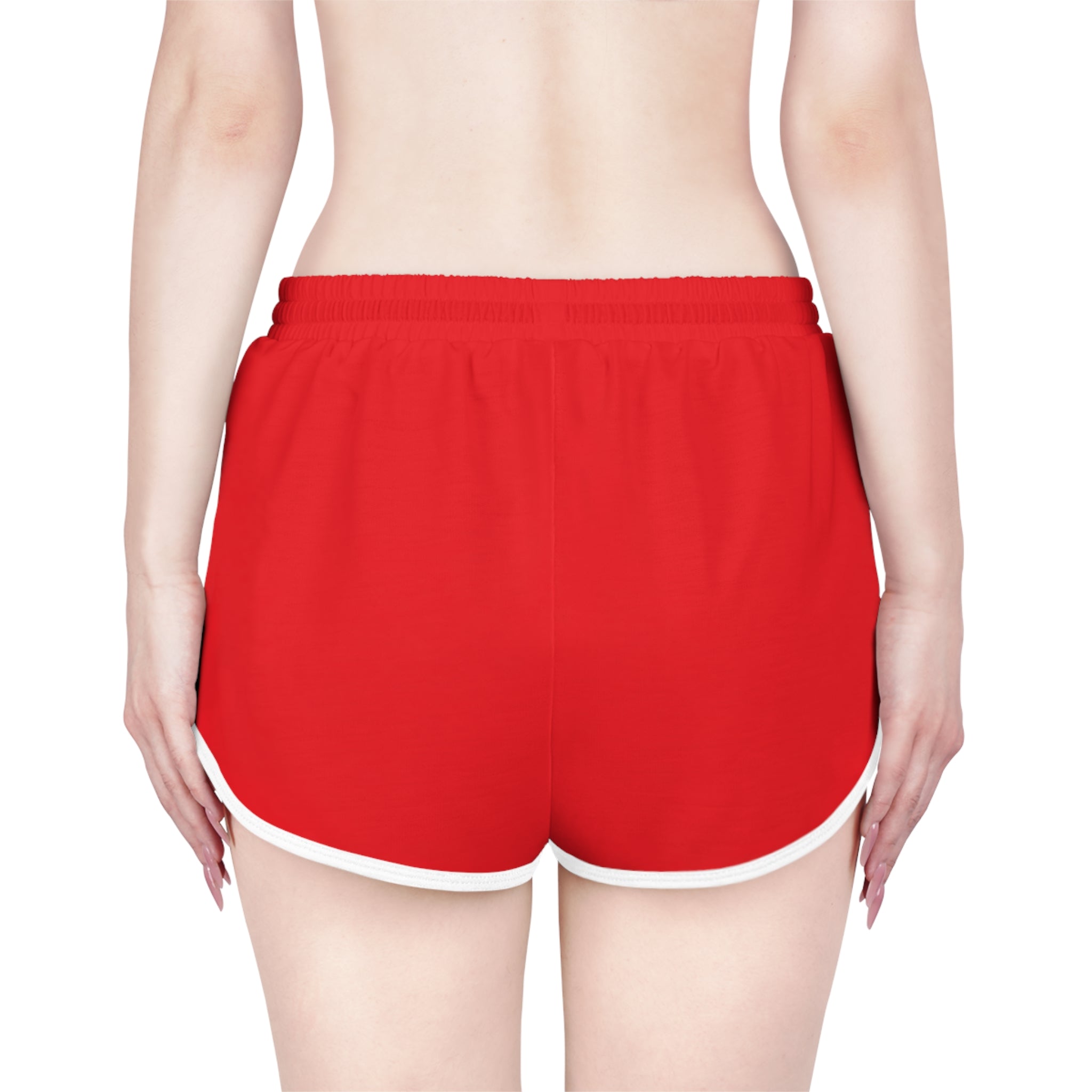 Gym Legends Women's Relaxed Workout Shorts – Red Retro Running Shorts with 'GYM LEGENDS' Logo
