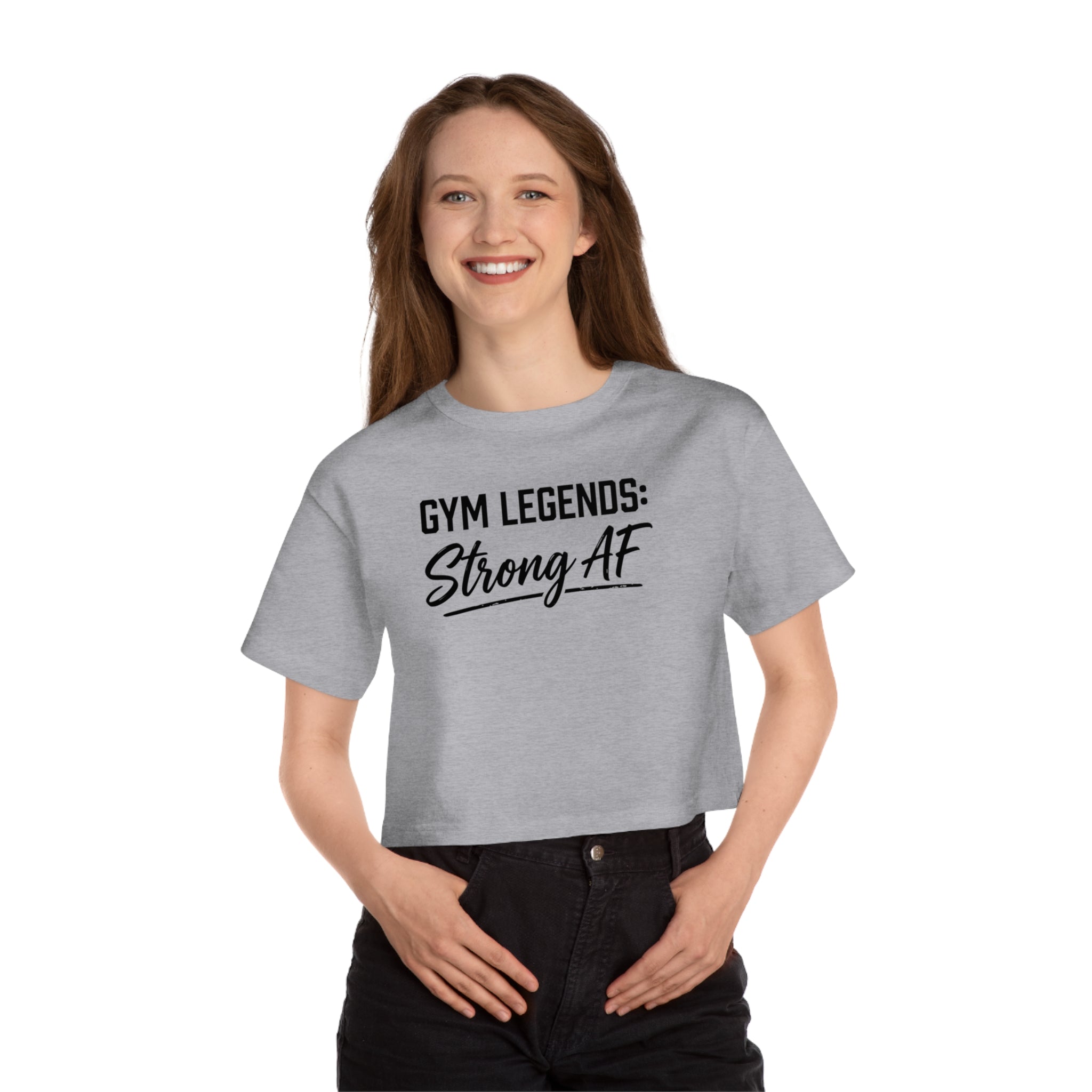 Gym Legends Cropped T-Shirt — "Strong AF" Women's Fitness Tee