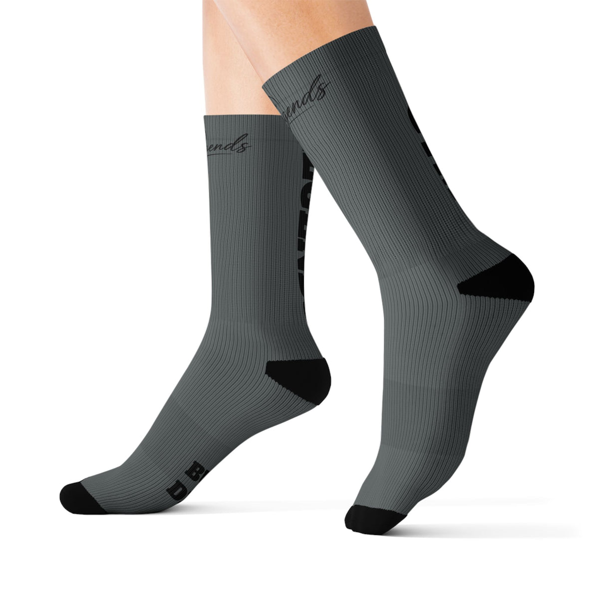Gym Legends Sublimation Socks Grey standard — 'GYM' & 'LEGENDS' Athletic Crew Socks