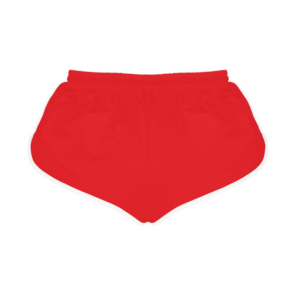 Gym Legends Women's Relaxed Workout Shorts – Red Retro Running Shorts with 'GYM LEGENDS' Logo