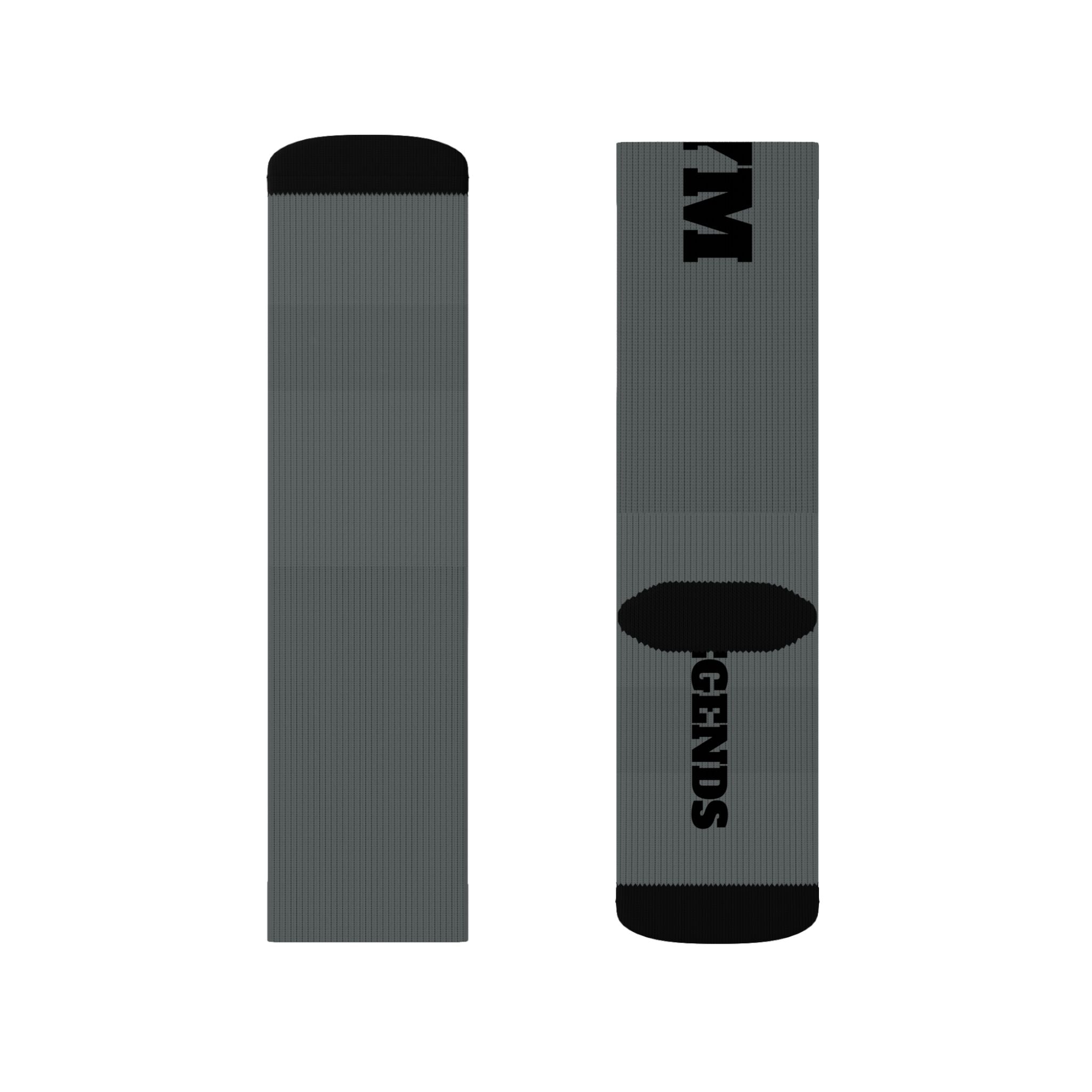 Gym Legends Sublimation Socks Grey standard — 'GYM' & 'LEGENDS' Athletic Crew Socks