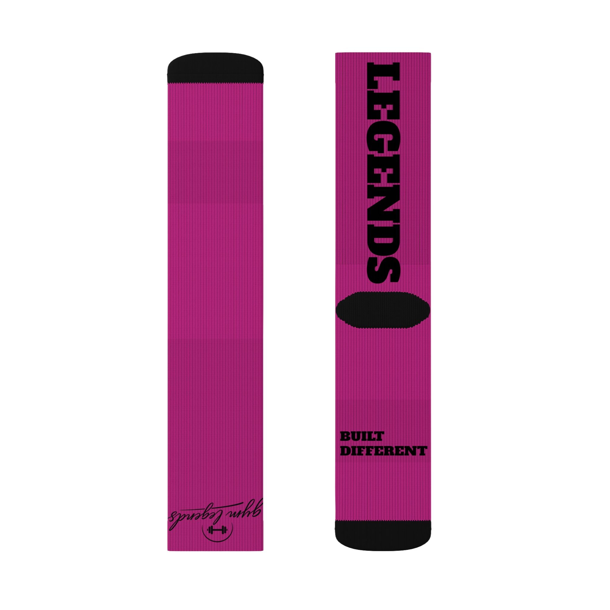 Gym Legends Sublimation Socks pink savage — 'GYM' & 'LEGENDS' Athletic Crew Socks
