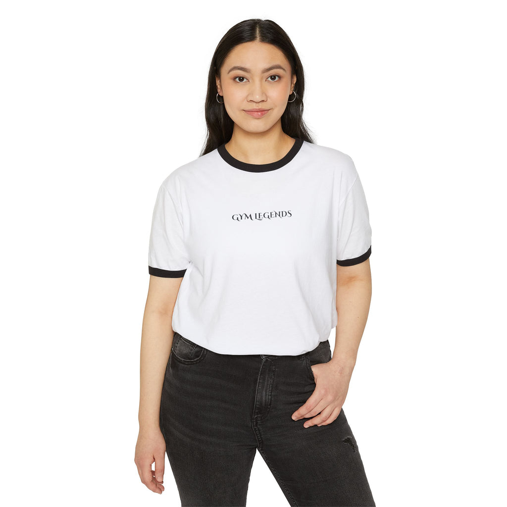 Ringer T-Shirt — "Gym Records" Minimal Retro Gym Tee