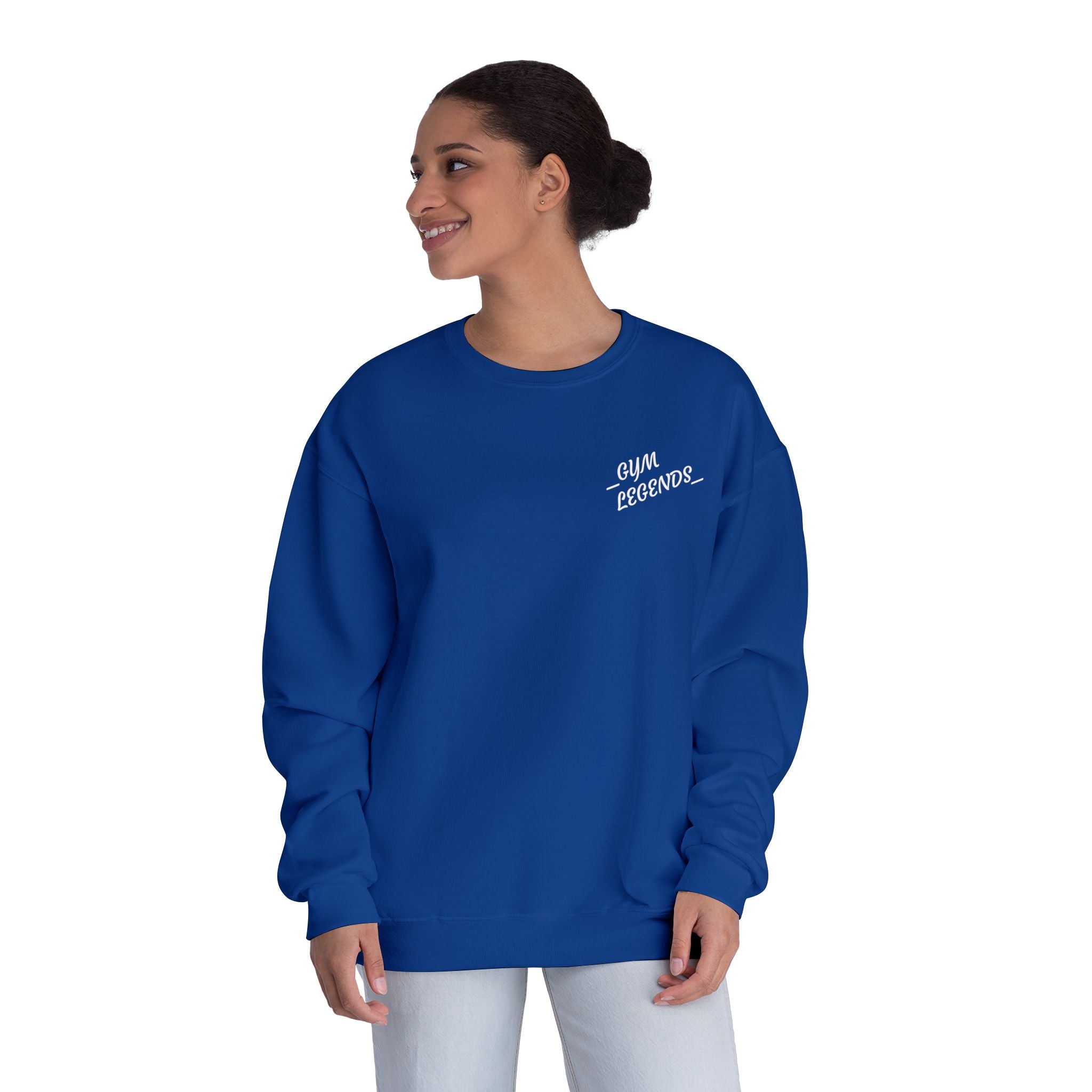 Gym Legends Crewneck Sweatshirt — "Gym, Legends" Motivational Fitness Pullover