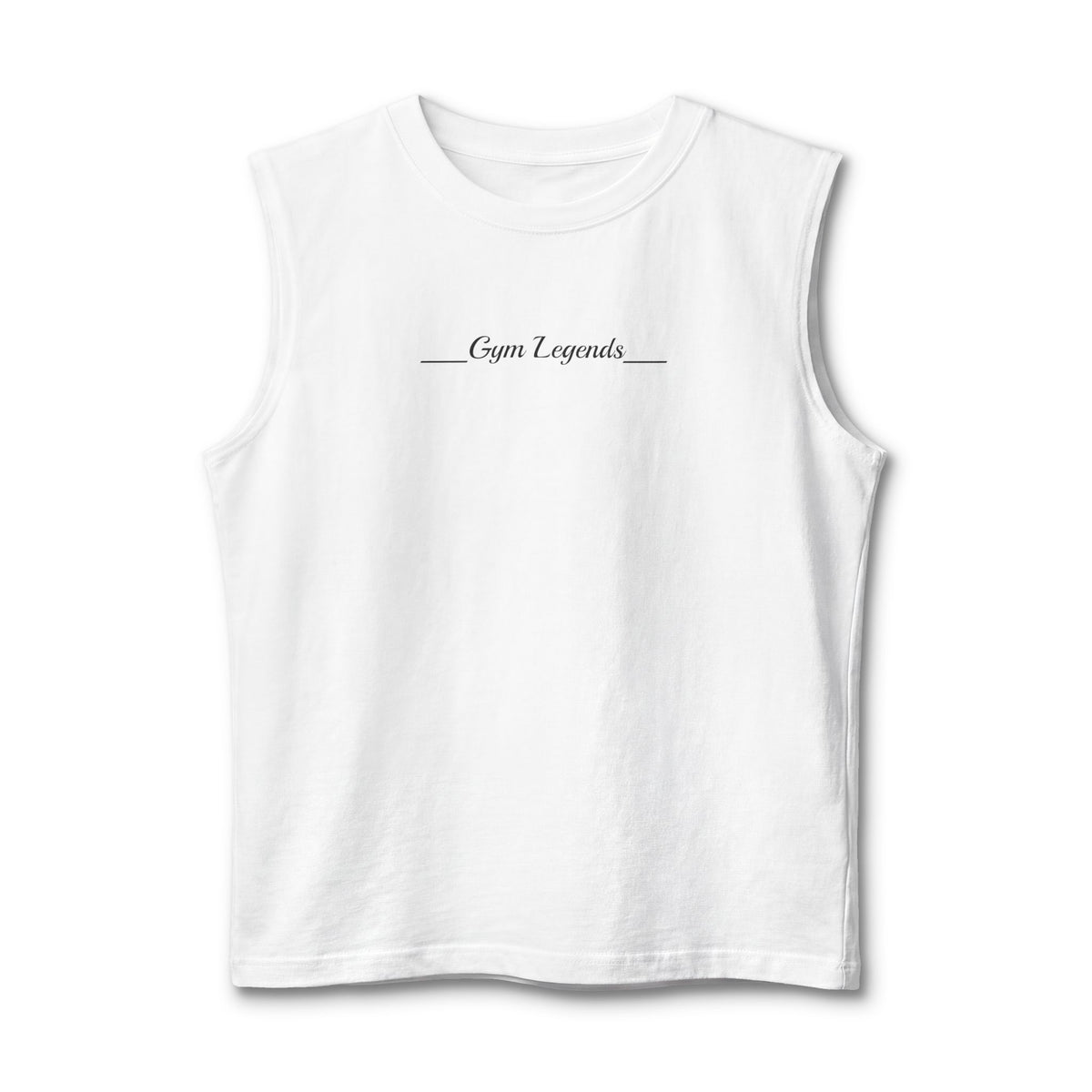 Gym Legends Muscle Tank — Minimal Athletic Sleeveless Shirt ("Gym Legends" Front, GL Back)
