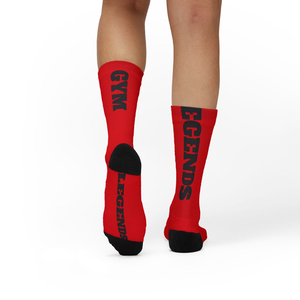 Gym Legends Sublimation Socks red elite — 'GYM' & 'LEGENDS' Athletic Crew Socks