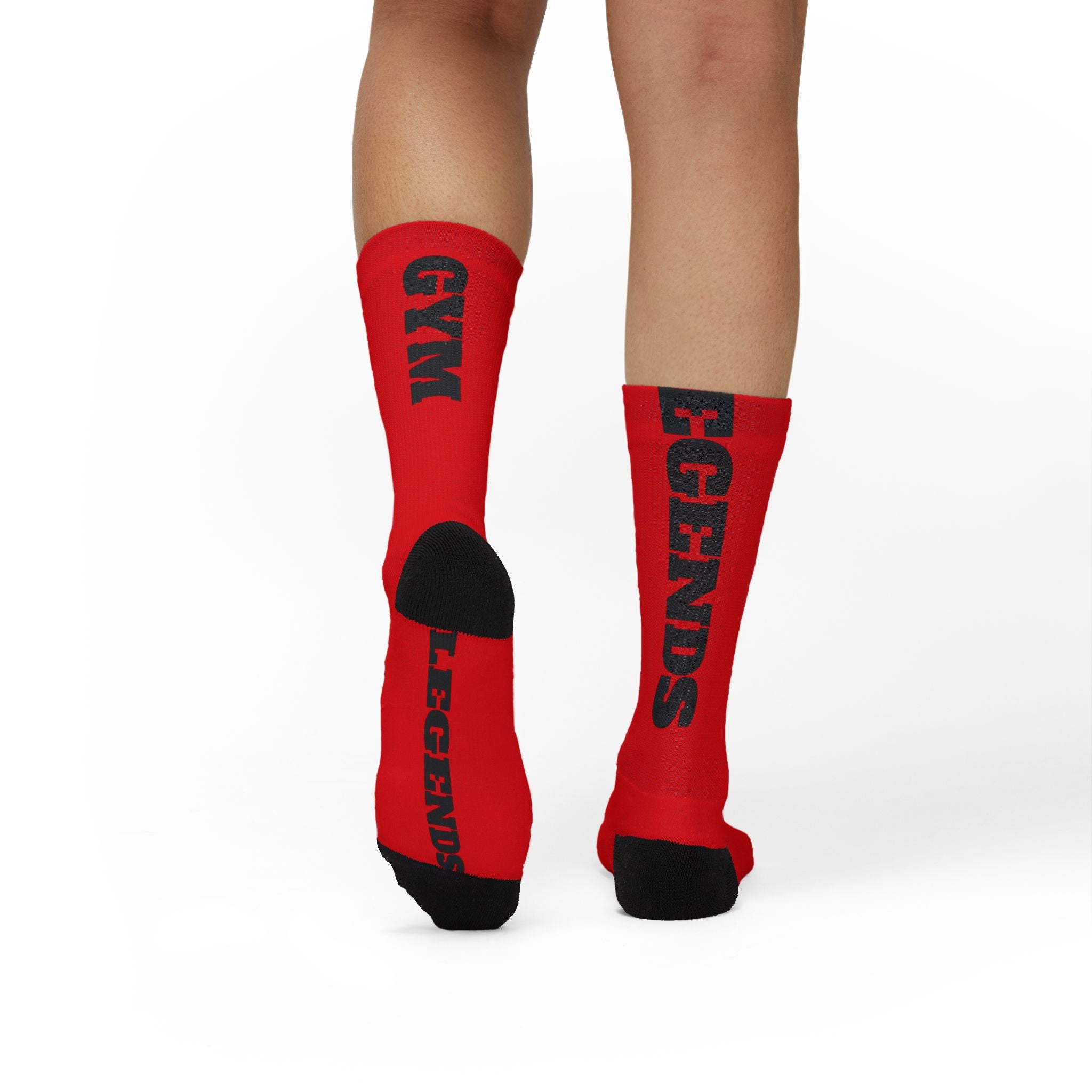 Gym Legends Sublimation Socks red elite — 'GYM' & 'LEGENDS' Athletic Crew Socks