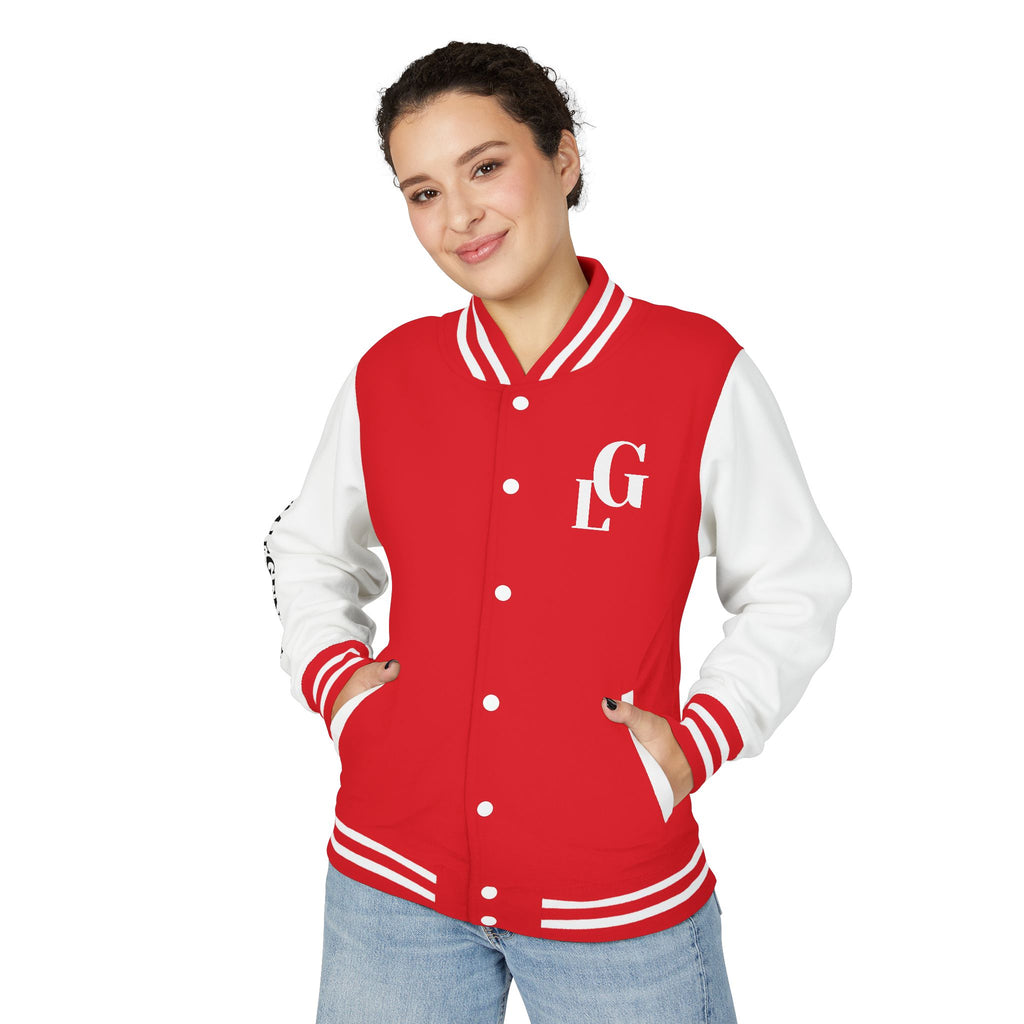 Letterman Jacket — Red & White "LG" Varsity Jacket with 'GVM LEGENDS' Sleeve