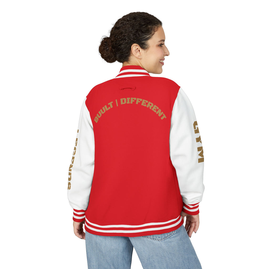 Gym Legends Letterman Jacket — 'Gym Legends' Red & White Varsity Jacket