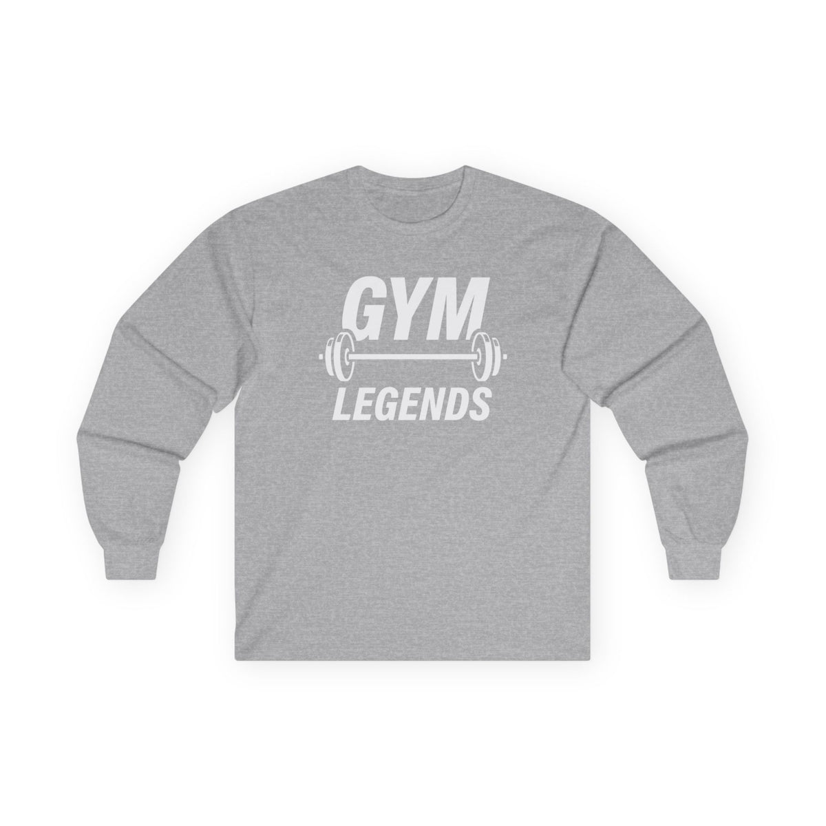 Gym Legends Long Sleeve Tee — Athletic Workout Shirt with Barbell Graphic