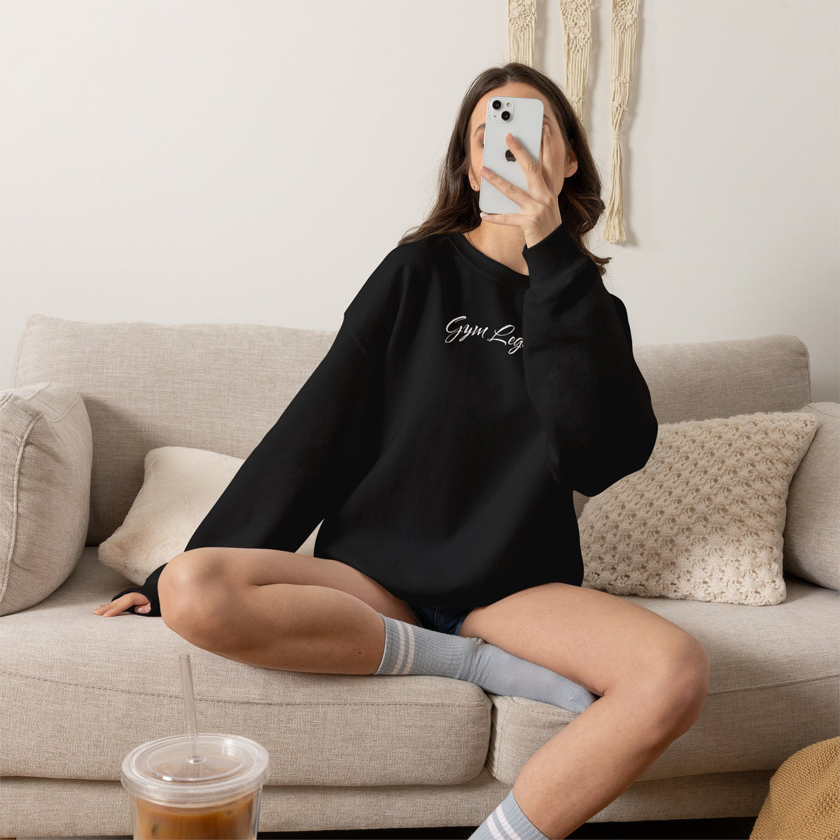 Gym Legend Crewneck Sweatshirt — Minimal Script Fitness Pullover