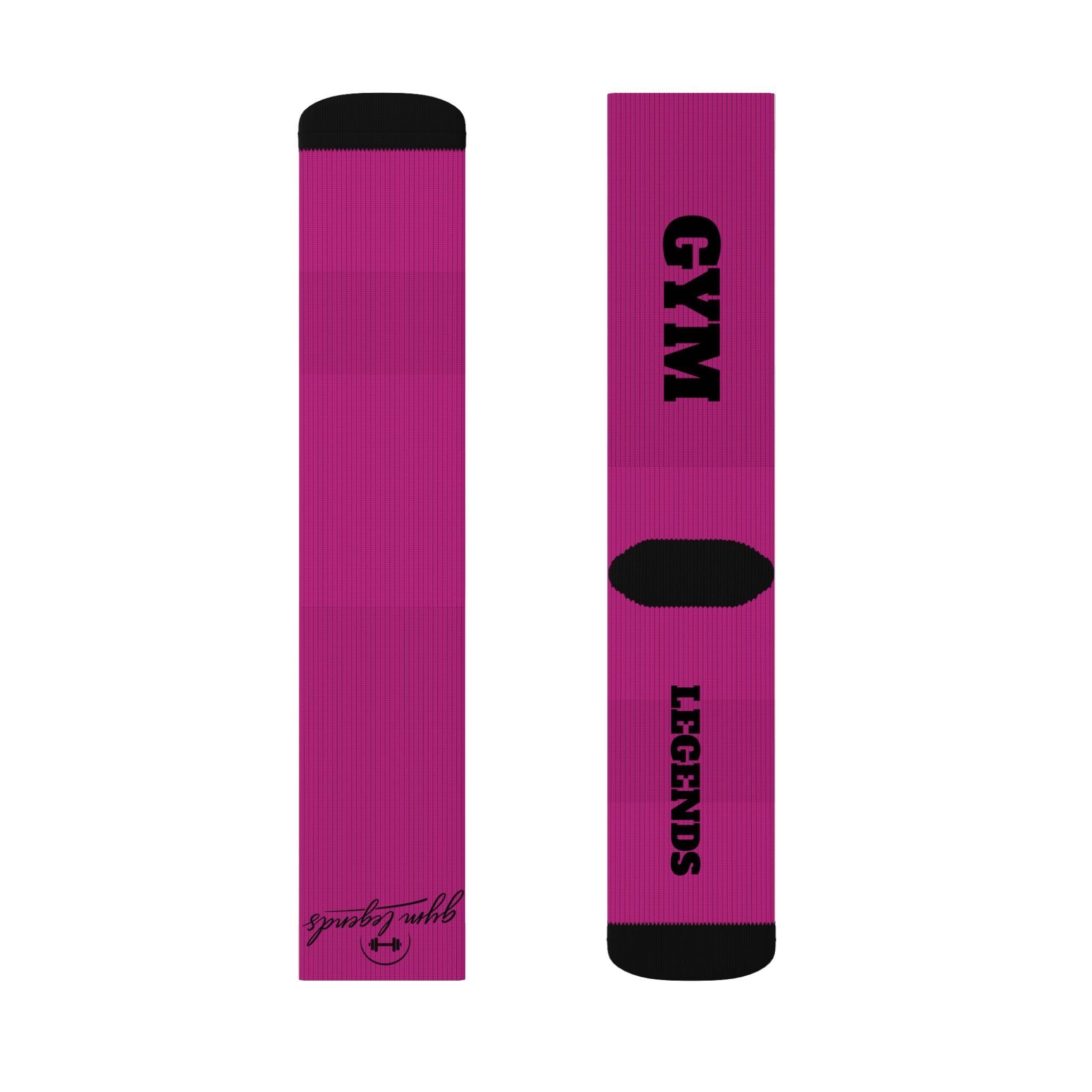 Gym Legends Sublimation Socks pink savage — 'GYM' & 'LEGENDS' Athletic Crew Socks