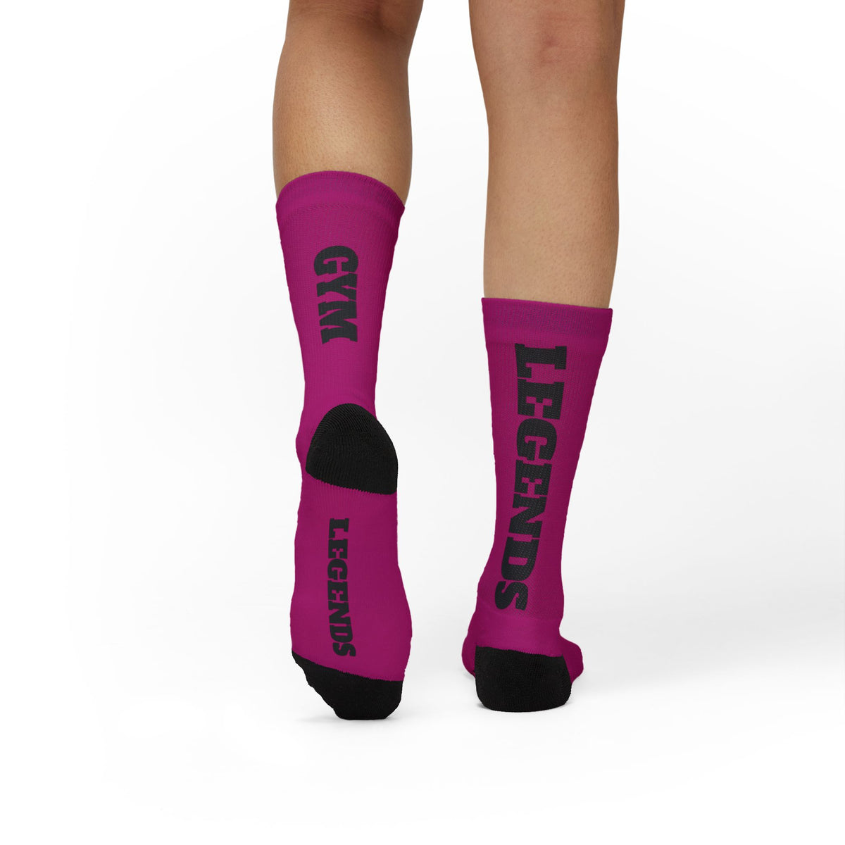 Gym Legends Sublimation Socks pink savage — 'GYM' & 'LEGENDS' Athletic Crew Socks