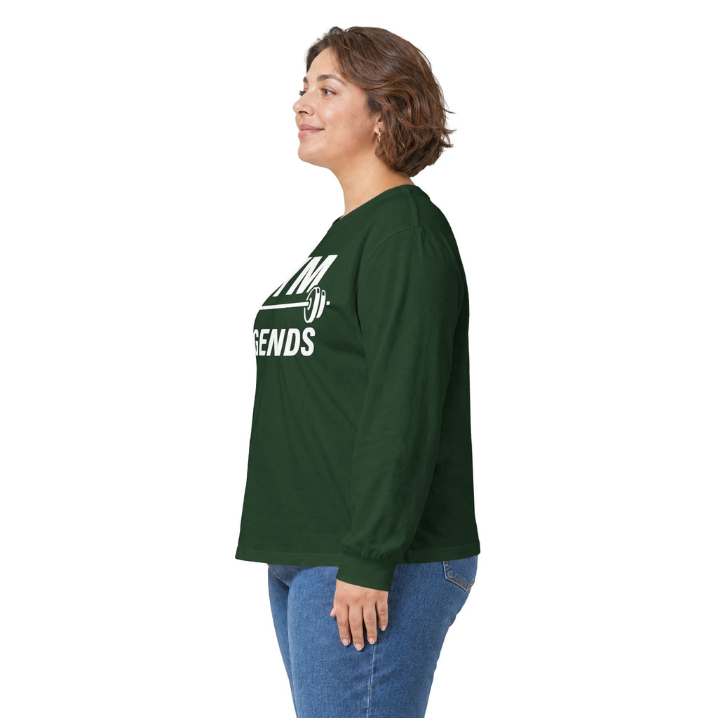 Gym Legends Long Sleeve Tee — Athletic Workout Shirt with Barbell Graphic