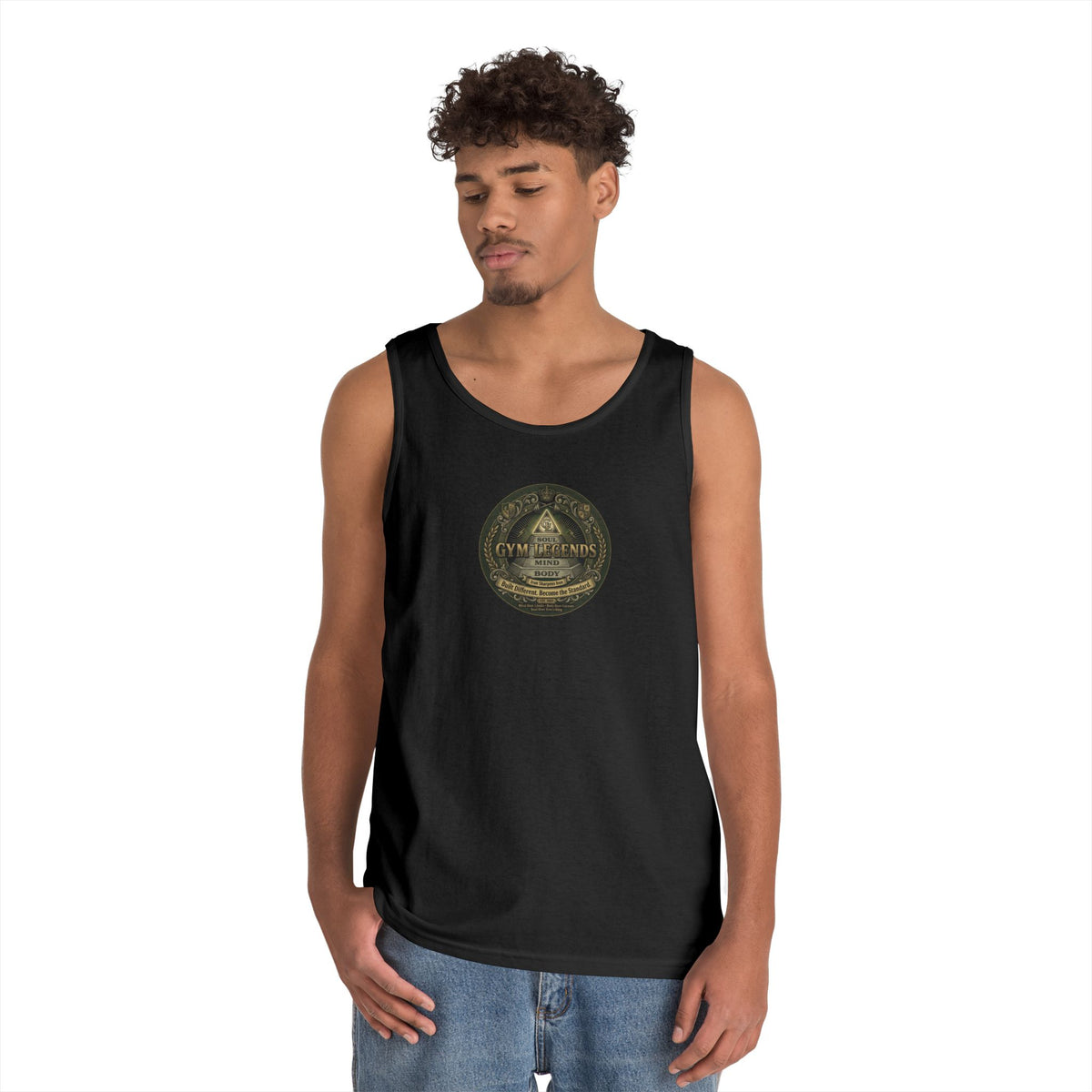 Vertical Script Tank Top — Minimalist 'Gym Legend' Fitness Tank