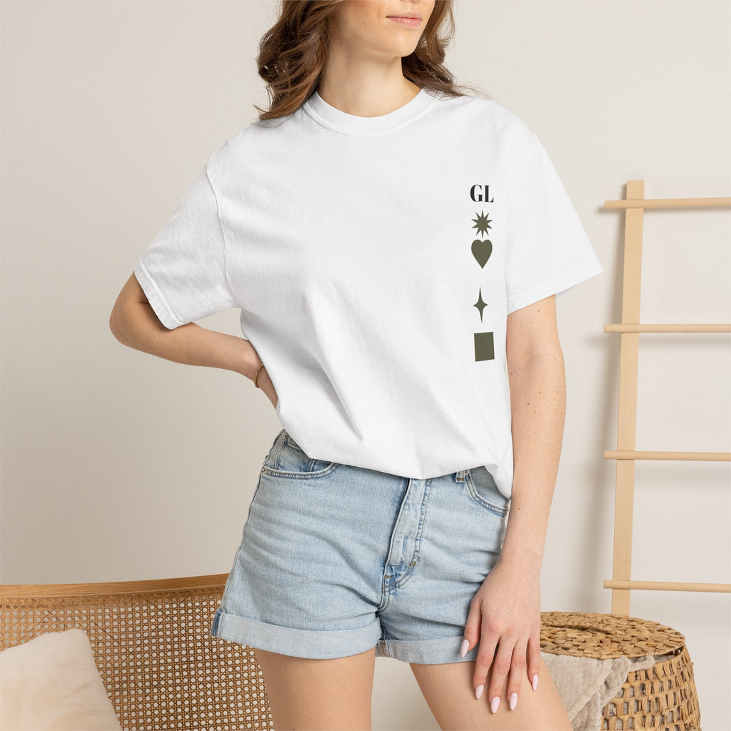Minimal Symbols T-Shirt — GL Star Heart Square Graphic Tee
