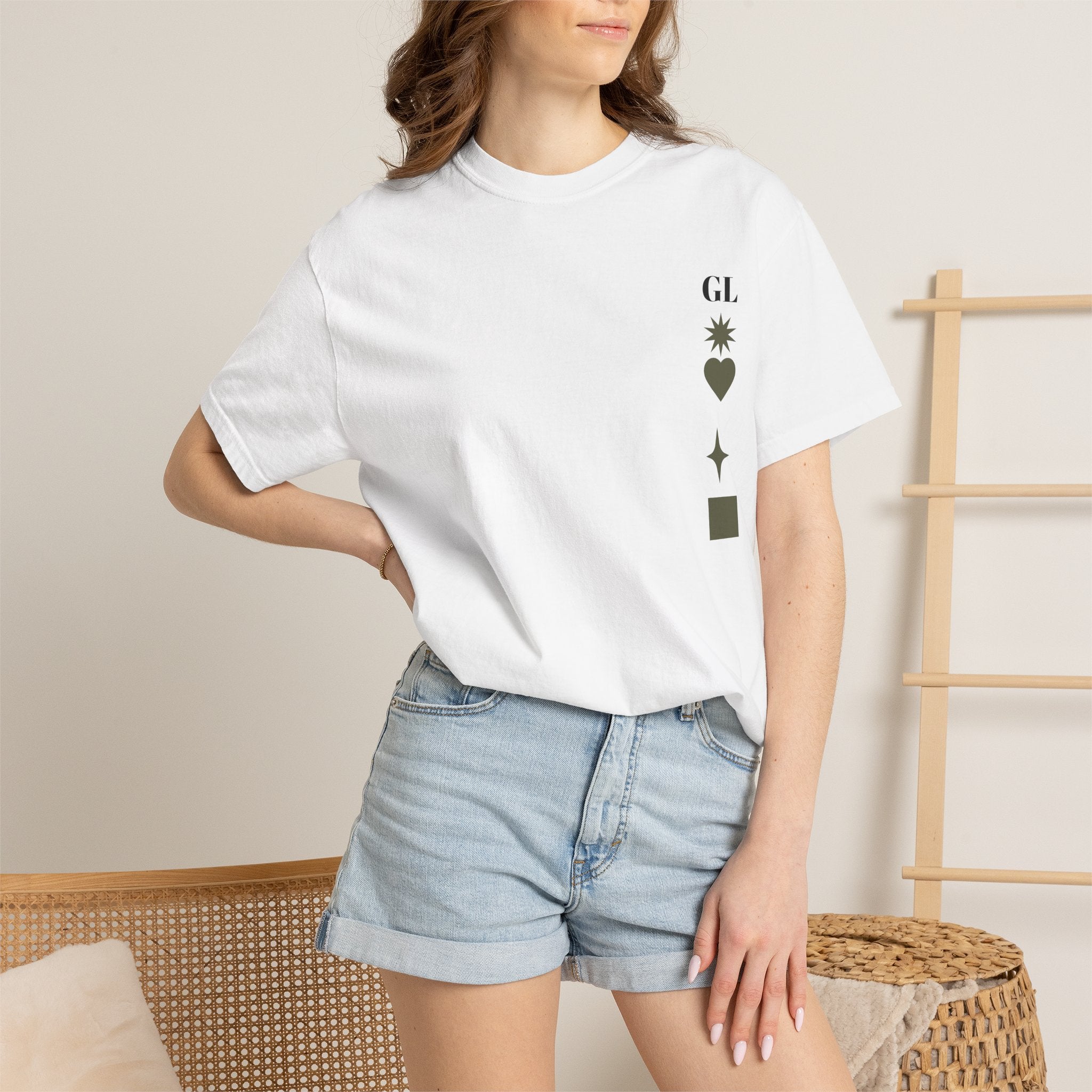 Minimal Symbols T-Shirt — GL Star Heart Square Graphic Tee