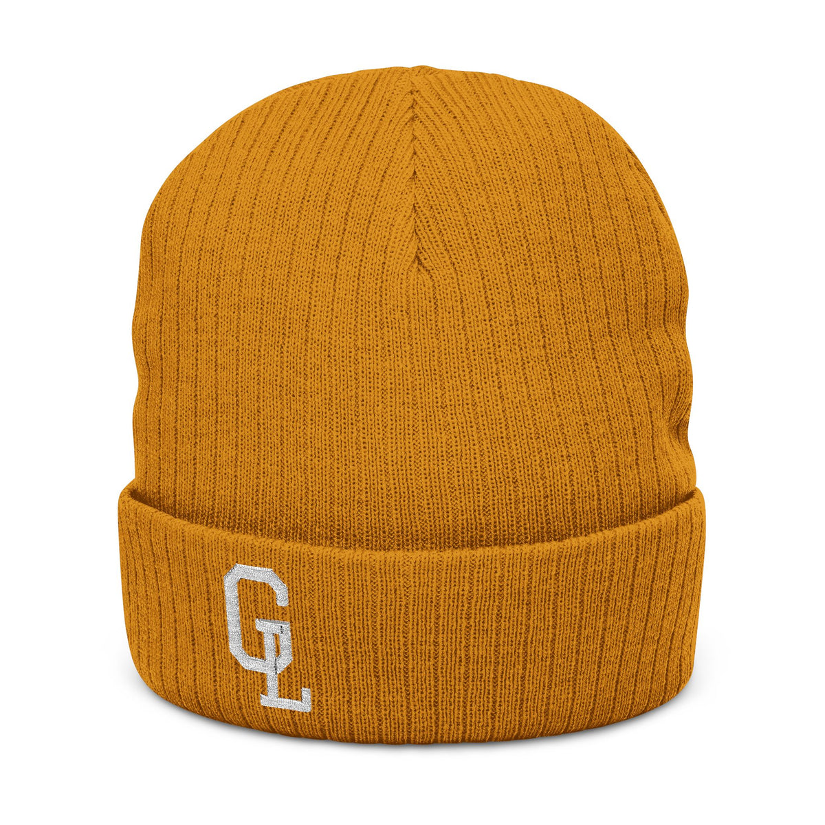 Embroidered Ribbed Beanie — Classic Monogram Winter Hat