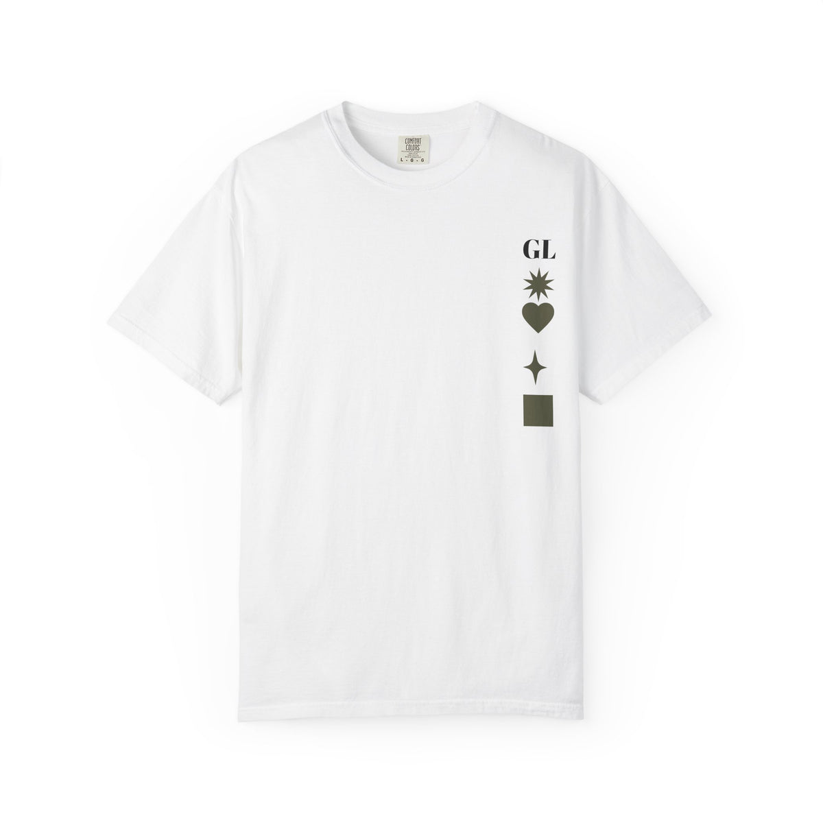 Minimal Symbols T-Shirt — GL Star Heart Square Graphic Tee
