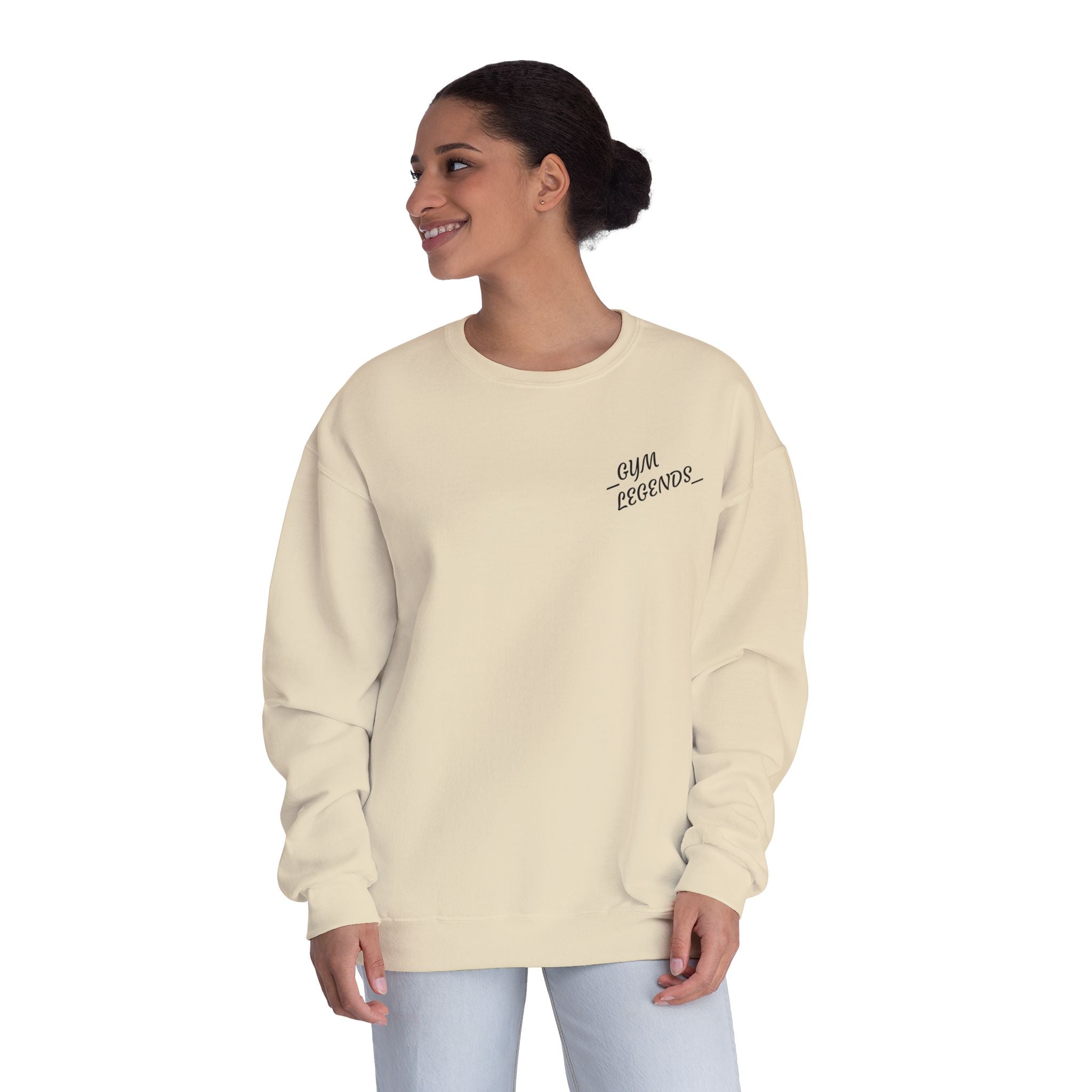 Gym Legends Crewneck Sweatshirt — "Gym, Legends" Motivational Fitness Pullover