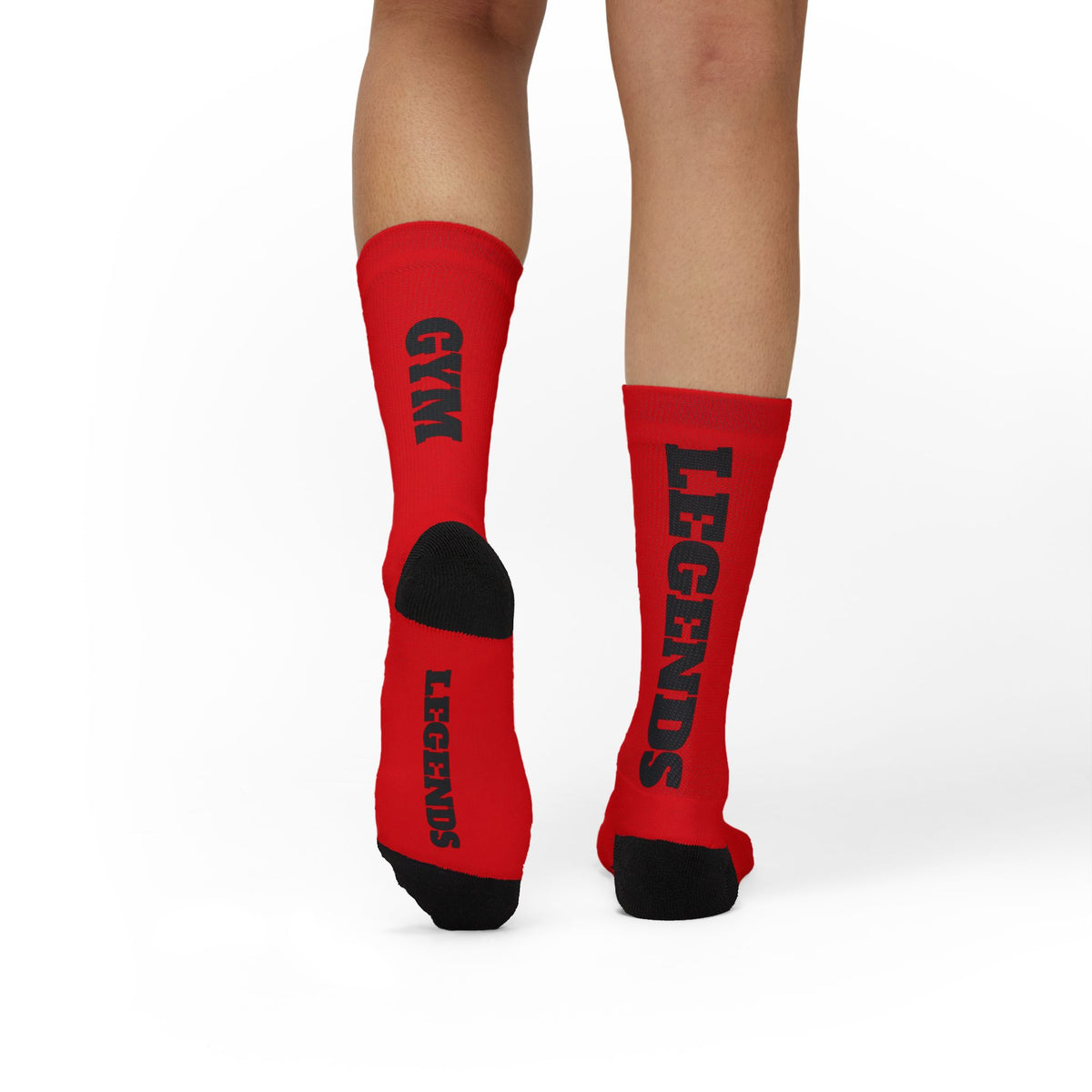 Gym Legends Sublimation Socks red elite — 'GYM' & 'LEGENDS' Athletic Crew Socks