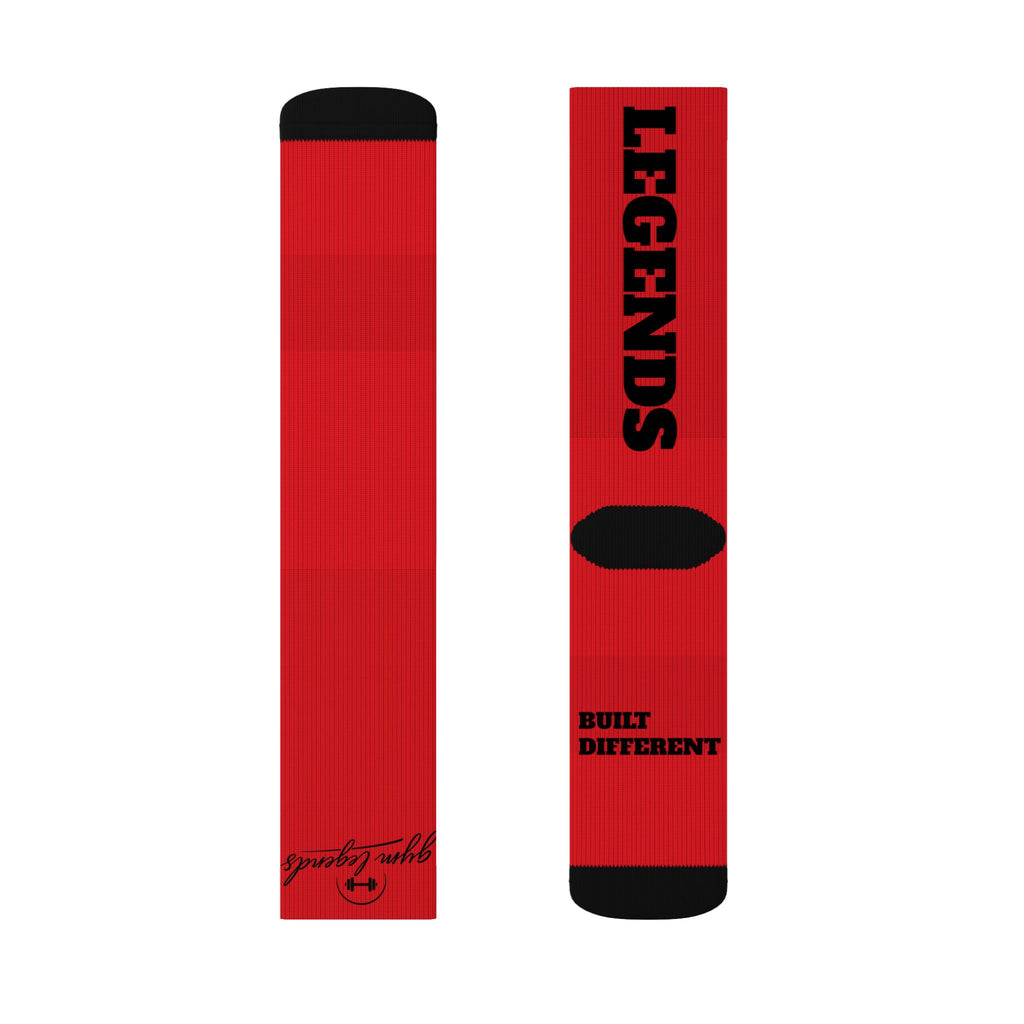 Gym Legends Sublimation Socks red elite — 'GYM' & 'LEGENDS' Athletic Crew Socks