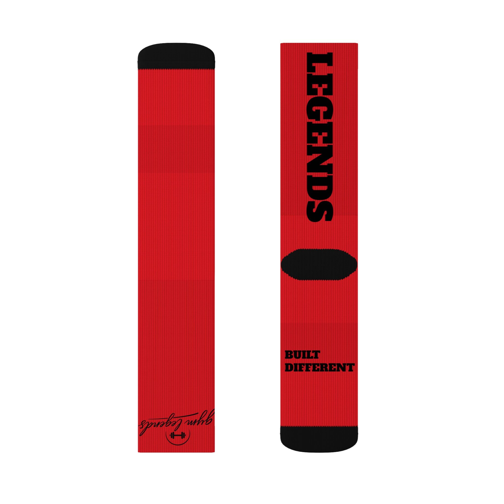 Gym Legends Sublimation Socks red elite — 'GYM' & 'LEGENDS' Athletic Crew Socks