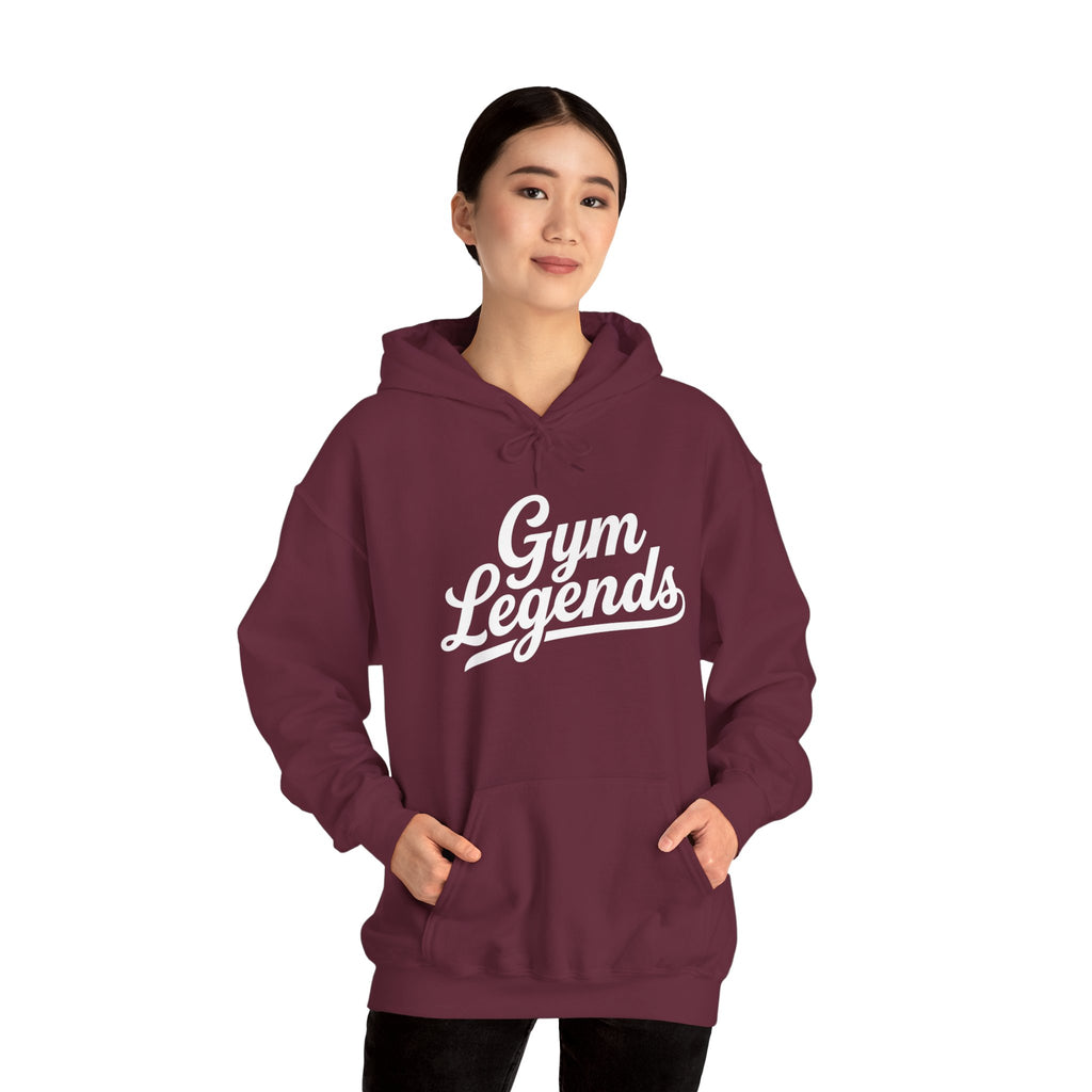Gym Legends Hoodie — Retro Script Fitness Sweatshirt