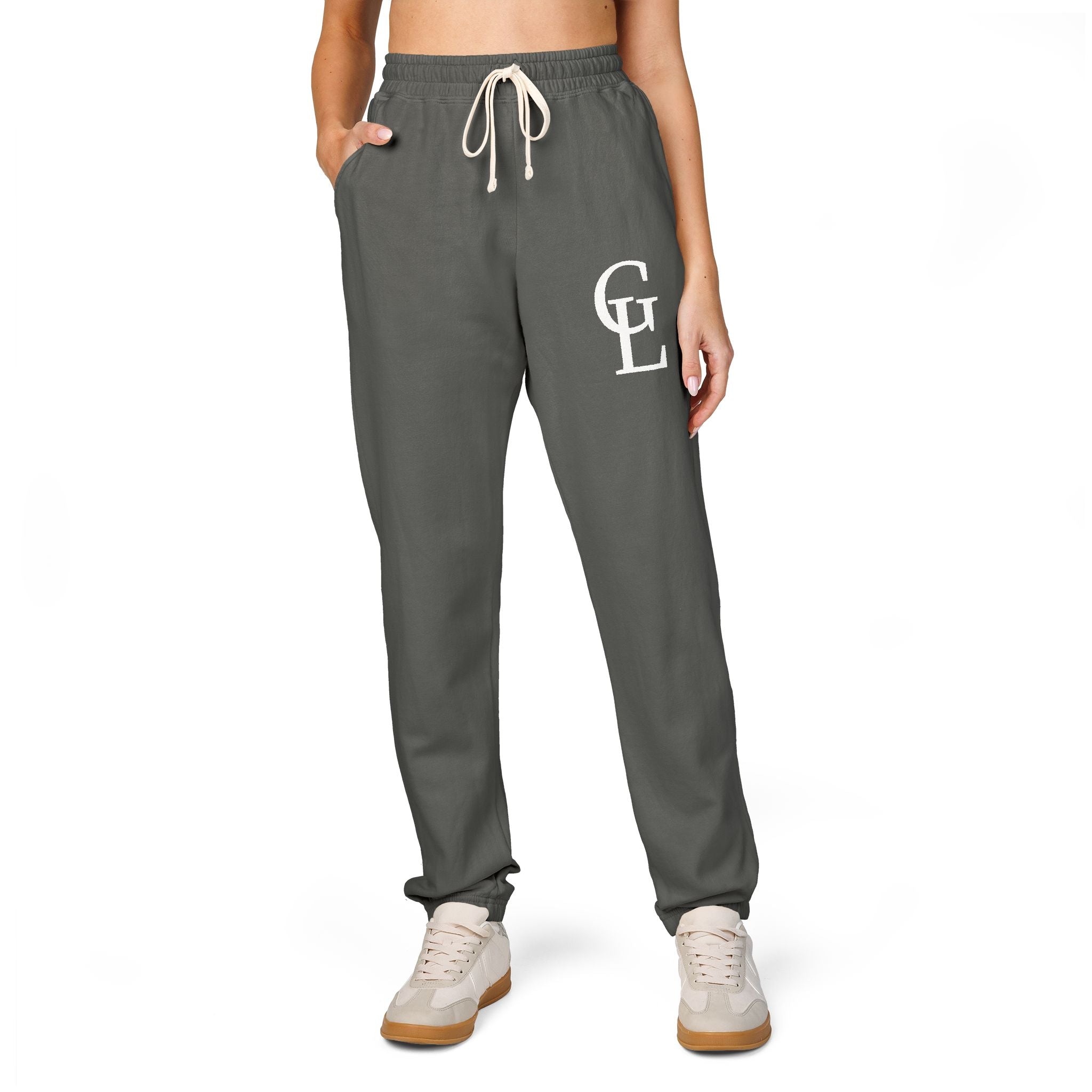 Garment-Dyed Fleece Sweatpants — Vintage 'CL' Monogram Lounge Pants