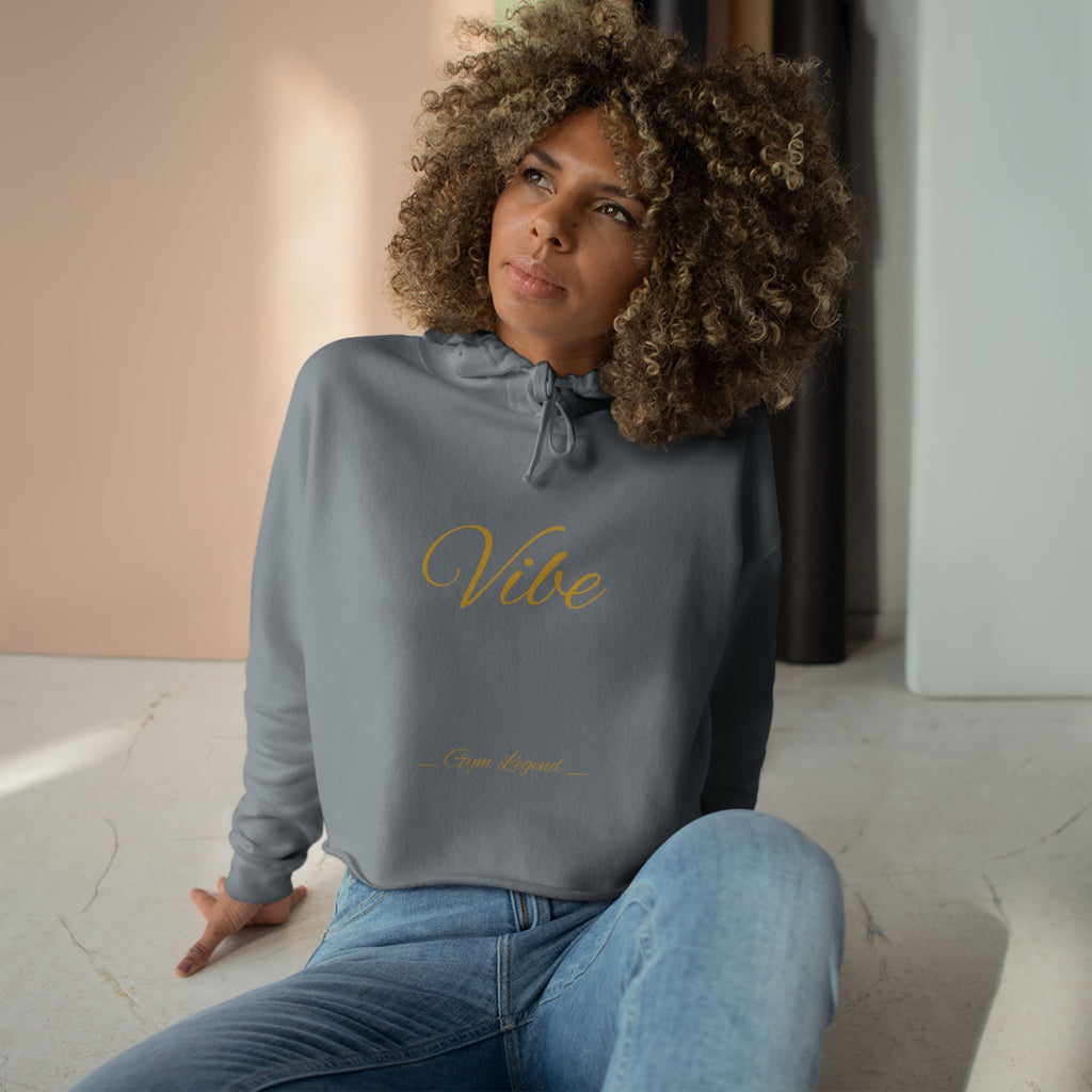 Vibe Cropped Hoodie — Minimal Gold Script Women's Crop Hoodie